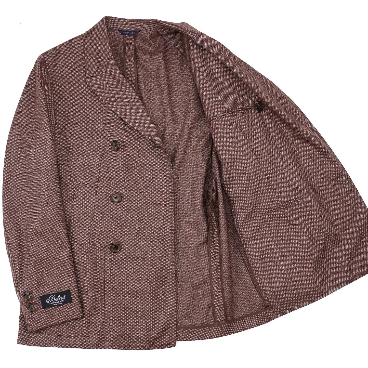 Belvest Donegal Tweed Wool Pea Coat