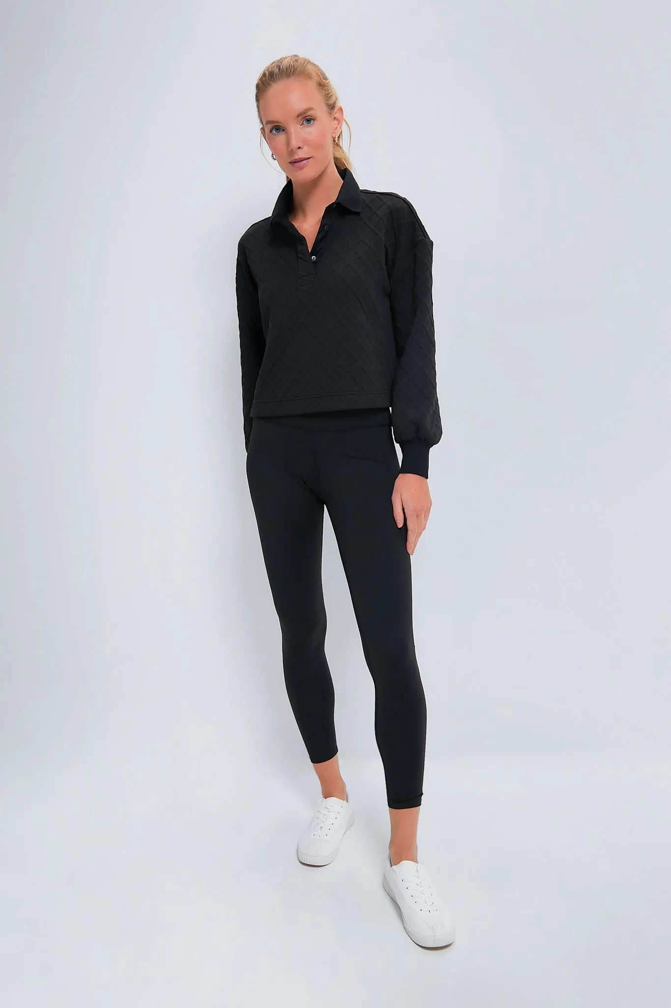 Black Cropped Fallon Rugby Shirt
