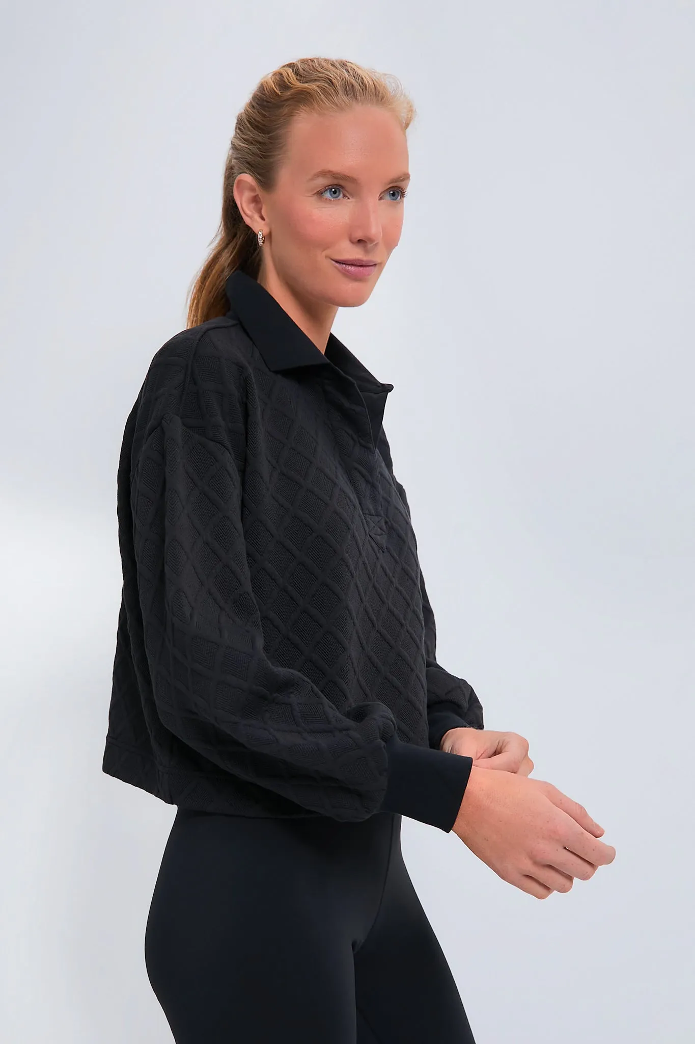 Black Cropped Fallon Rugby Shirt