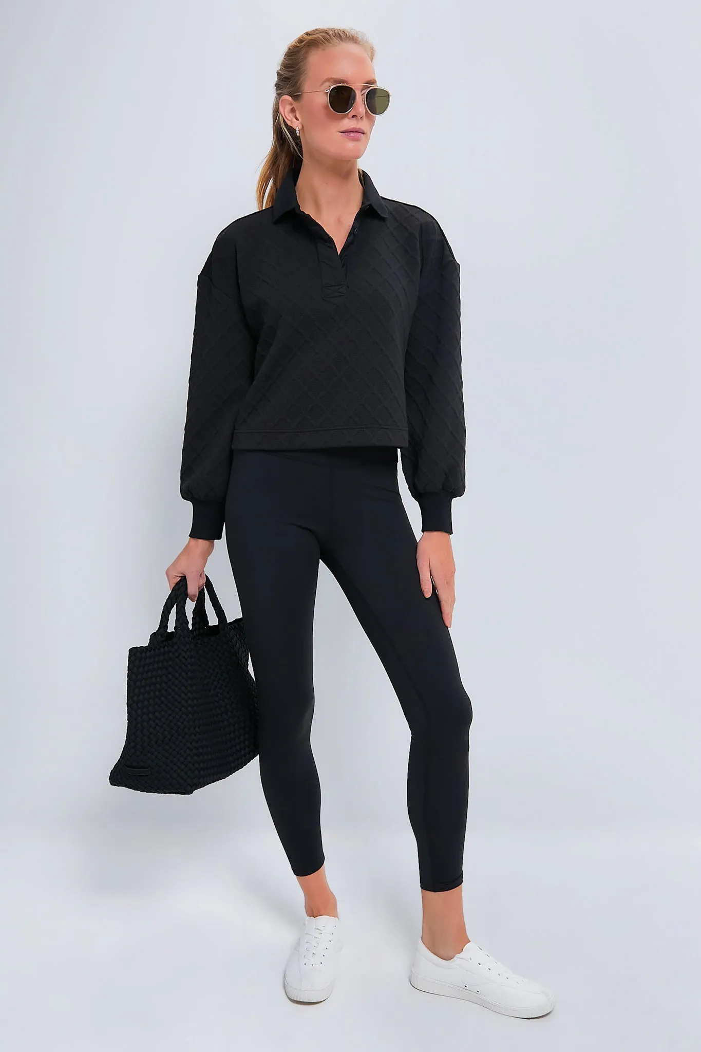 Black Cropped Fallon Rugby Shirt