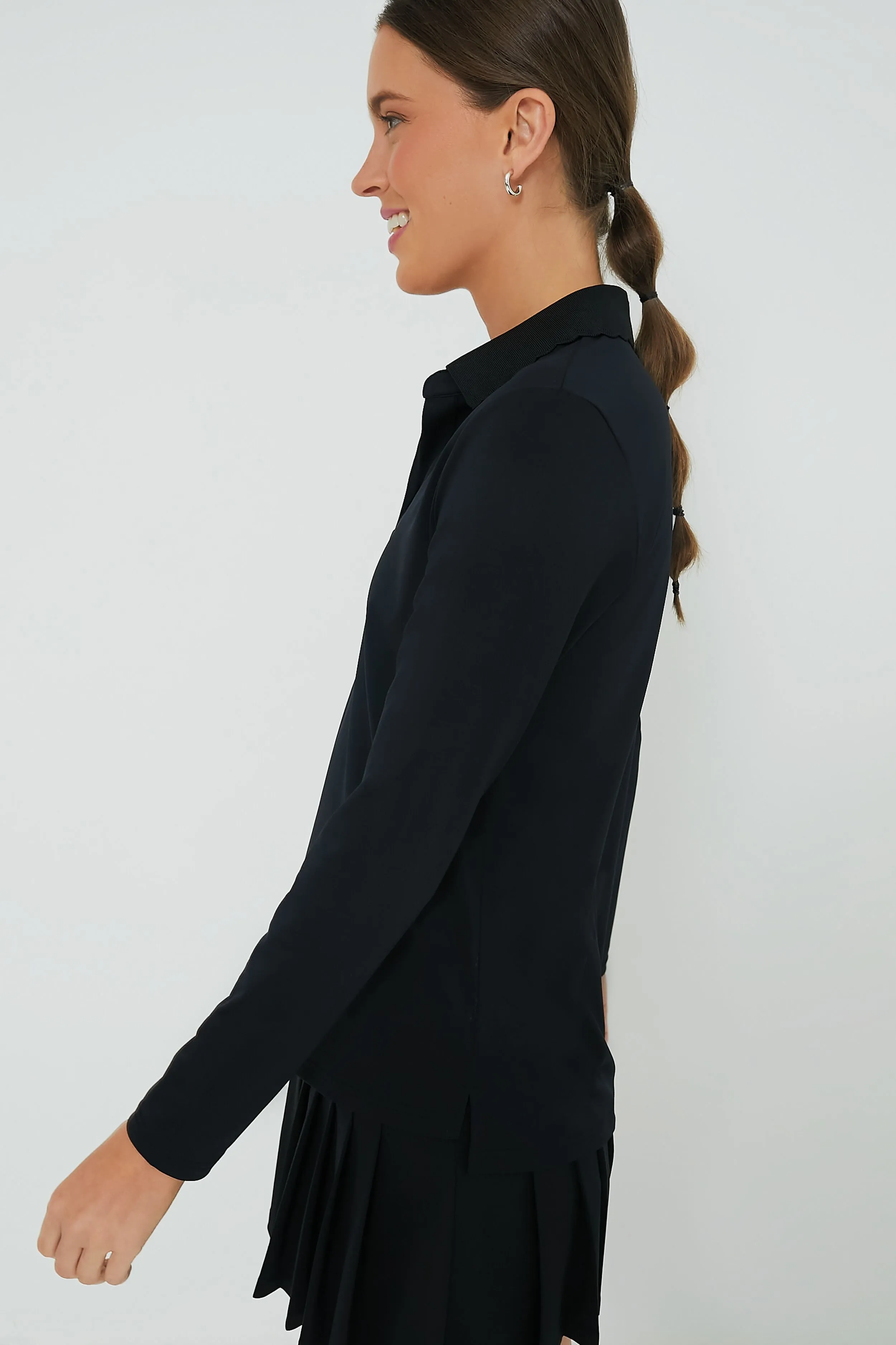 Black Long Sleeve Caroline Polo