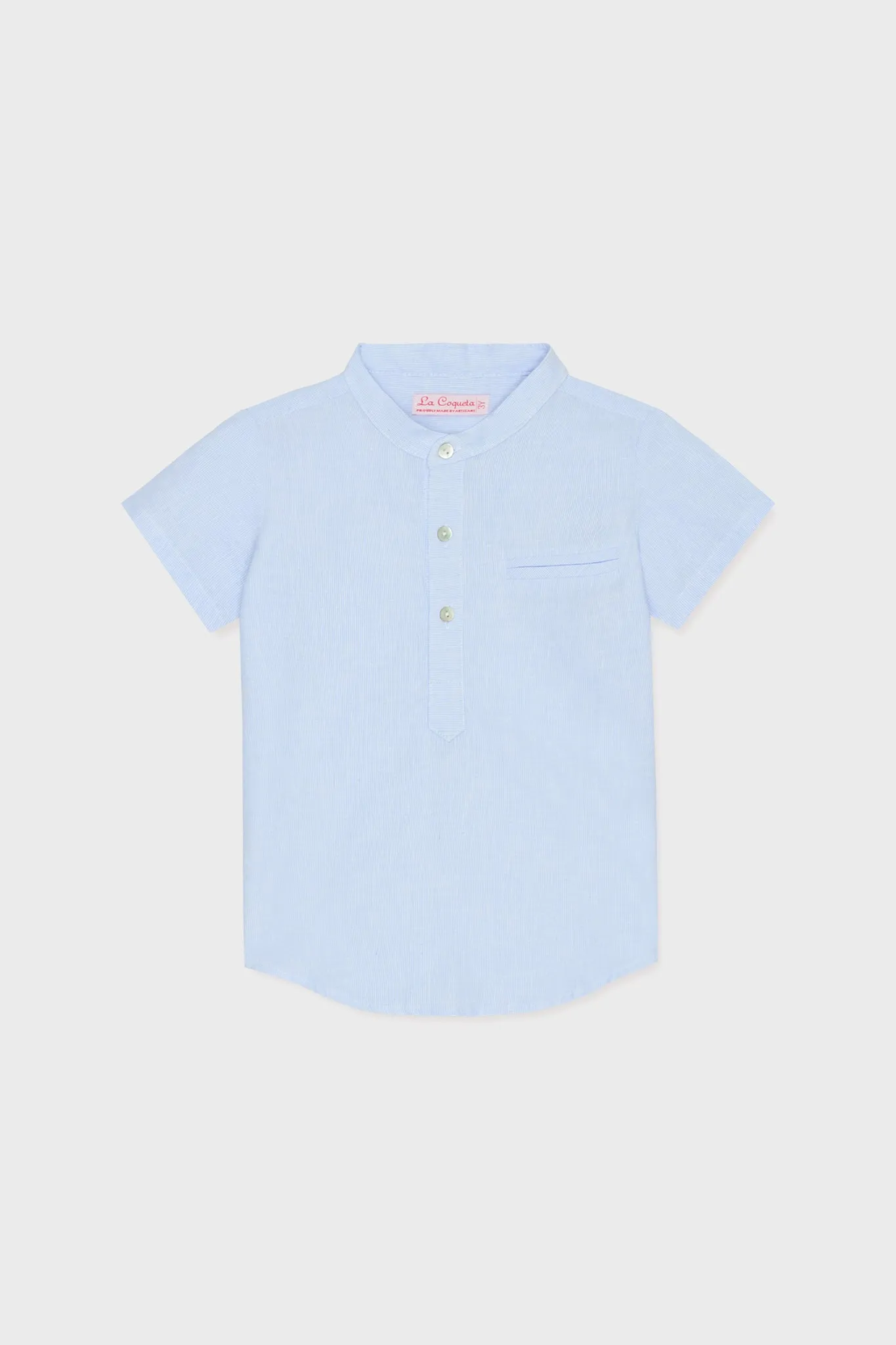 Blue Stripe Arcos Linen Mix Short Sleeve Shirt
