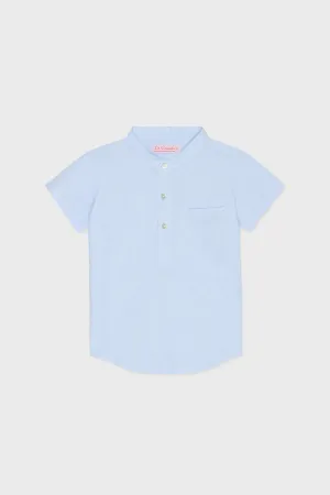 Blue Stripe Arcos Linen Mix Short Sleeve Shirt