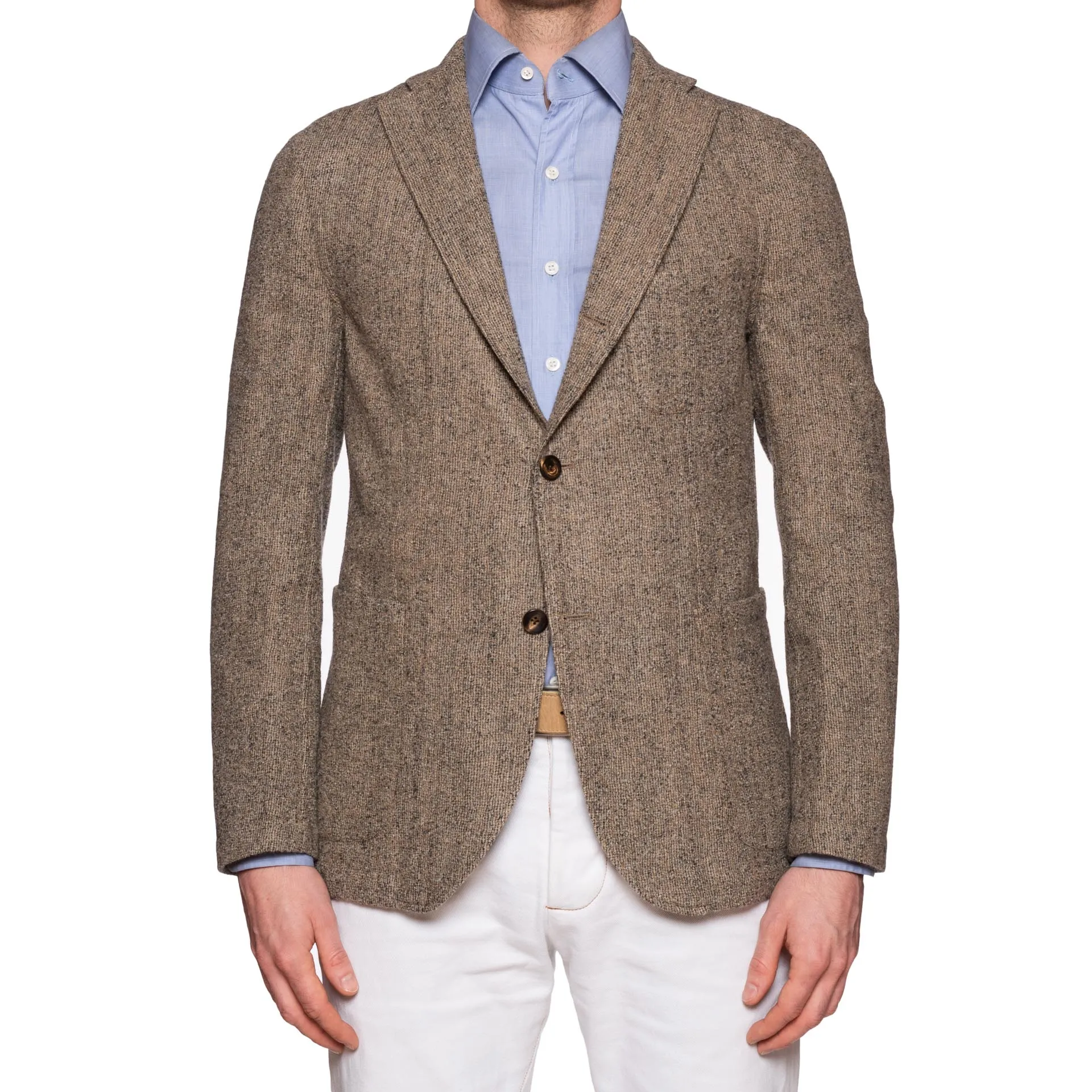 BOGLIOLI Milano 68 Khaki Tweed Wool Unconstructed Jacket EU 50 NEW US 40