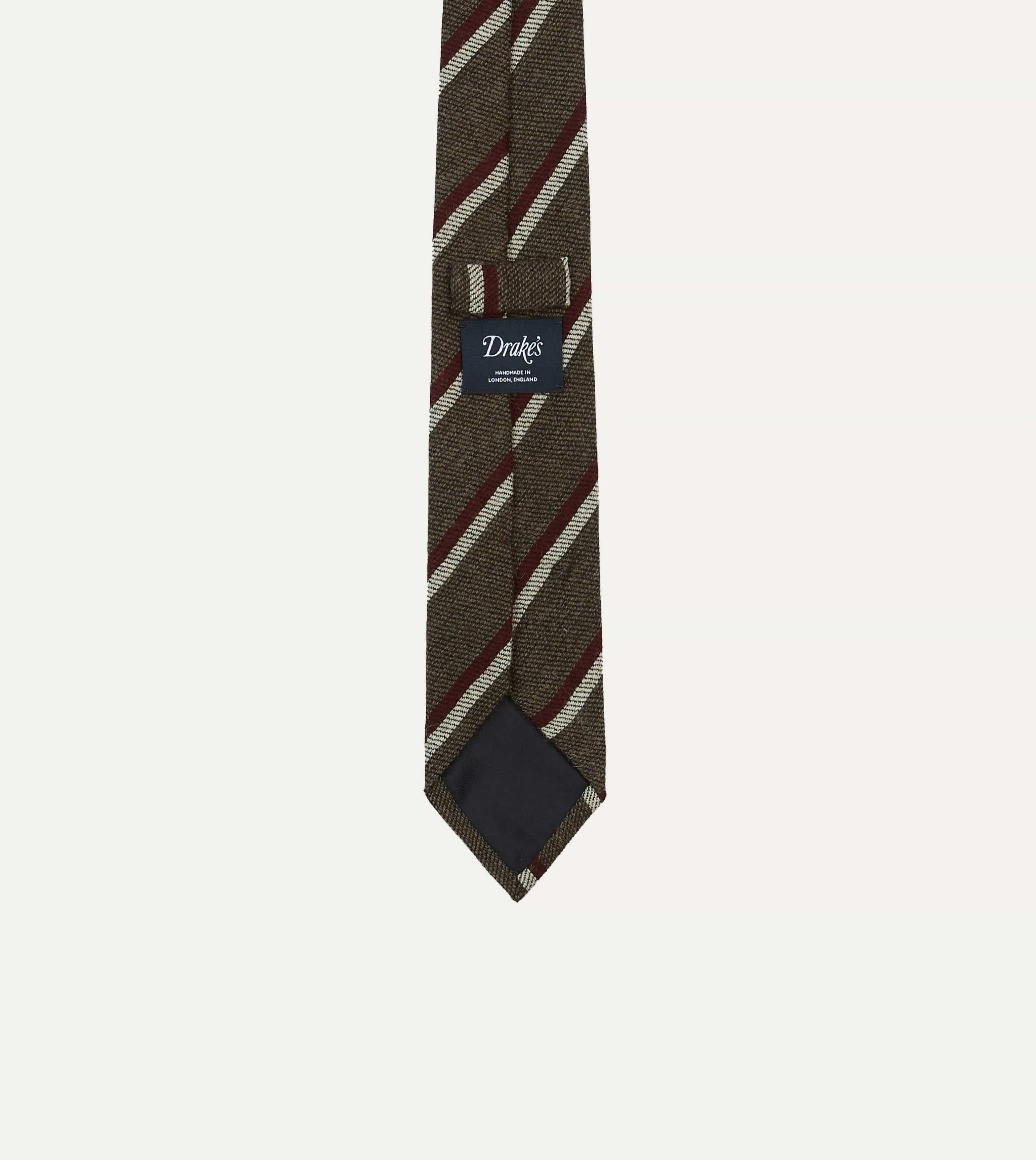 Brown. White and Red Double Stripe Tipped Wool Tie