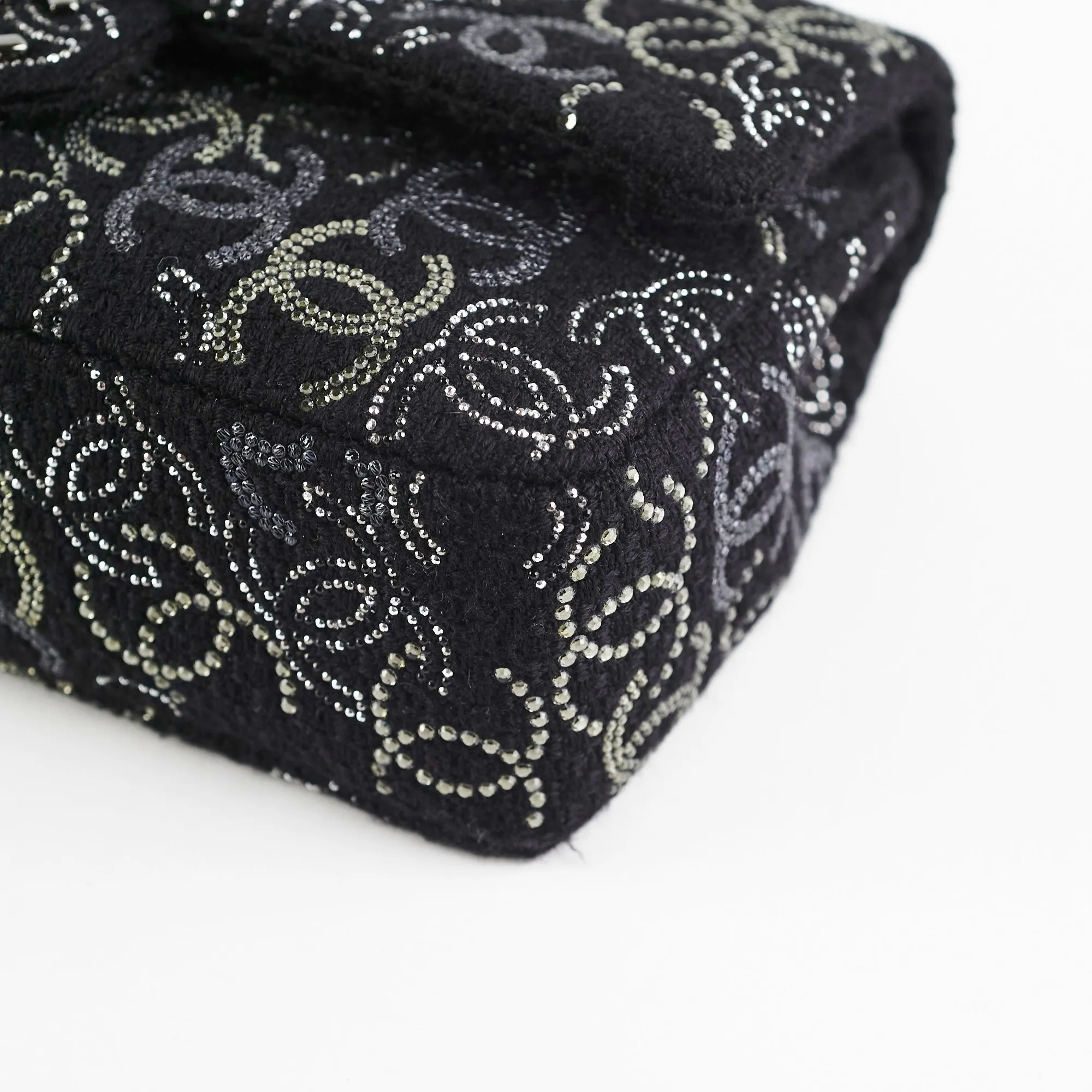 Chanel Seasonal Medium/Large Tweed Crystals Black
