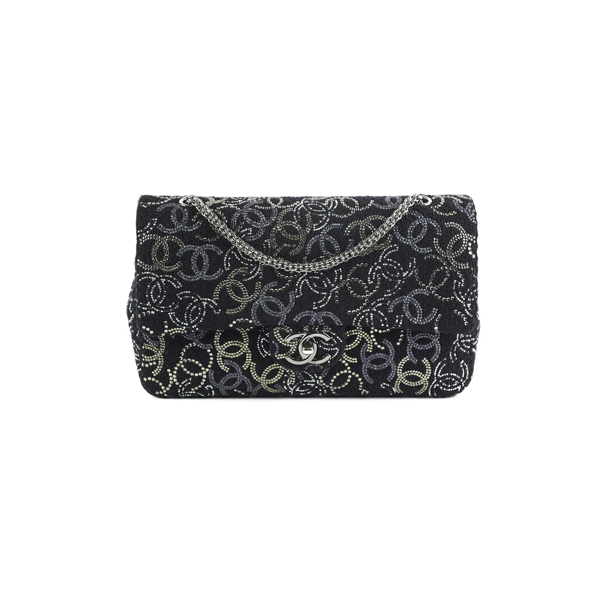 Chanel Seasonal Medium/Large Tweed Crystals Black