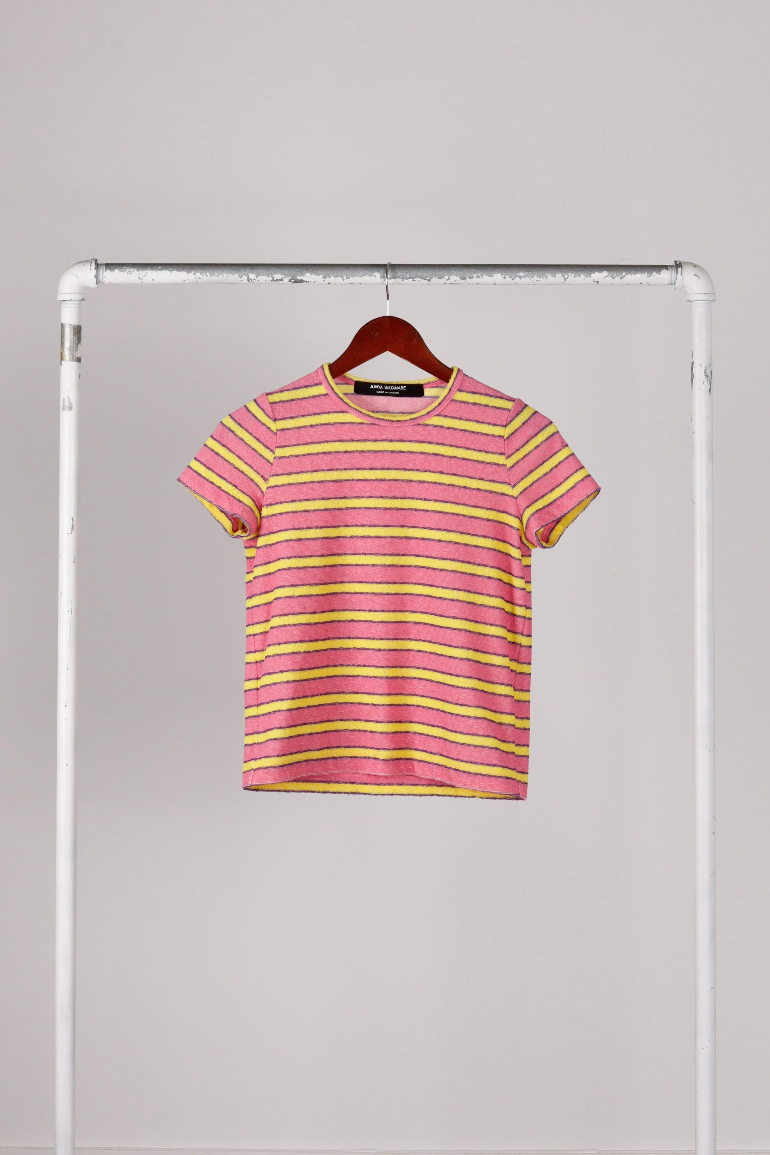 Comme des Garons Junya Watanabe SS95 'Striped Tweed' Tee Pink Yellow (1995)