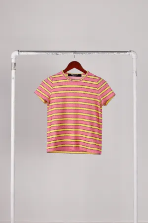 Comme des Garons Junya Watanabe SS95 'Striped Tweed' Tee Pink Yellow (1995)