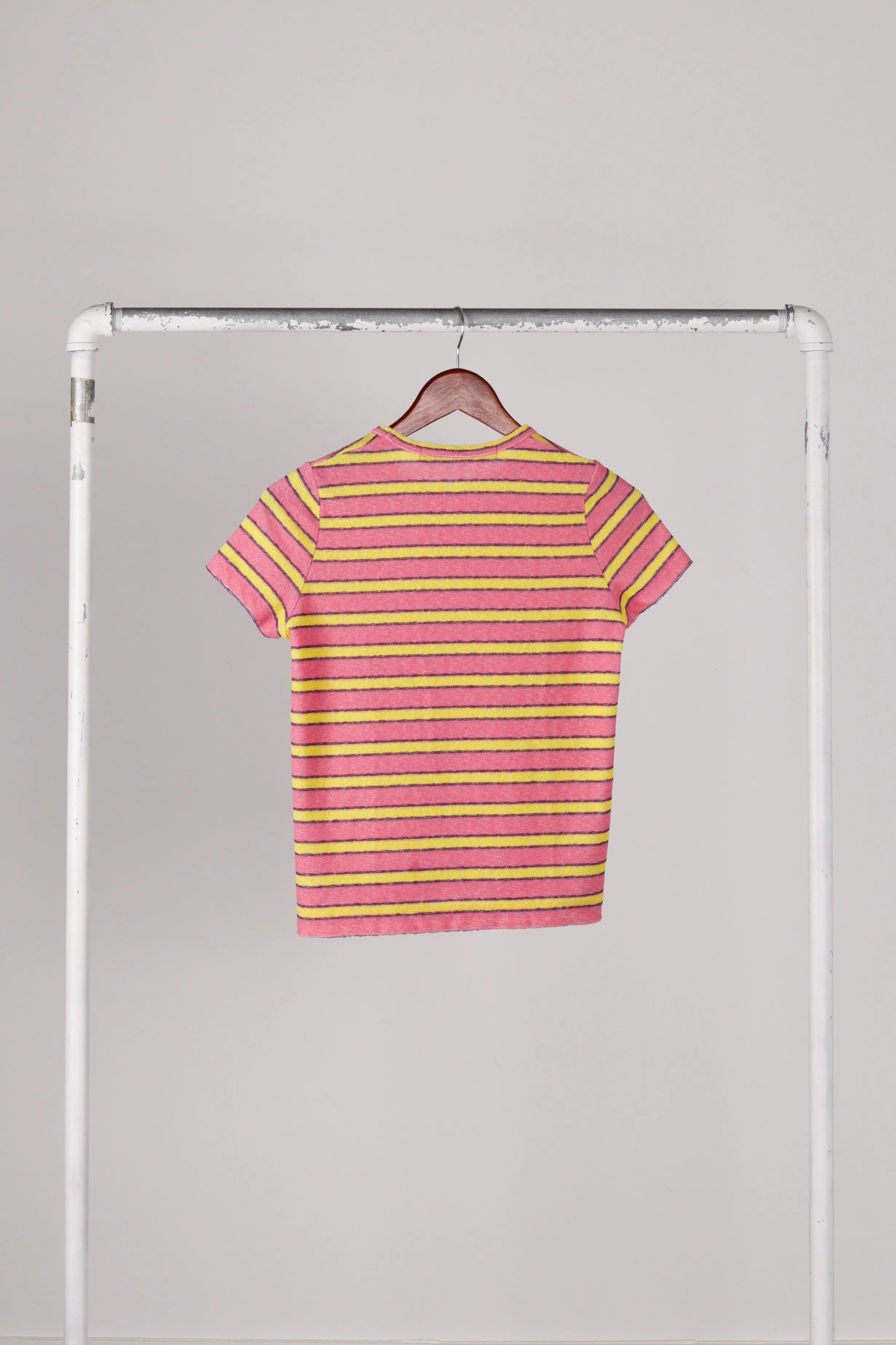 Comme des Garons Junya Watanabe SS95 'Striped Tweed' Tee Pink Yellow (1995)