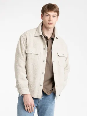 Cream Tweed Overshirt Jacket in Dove Tweed
