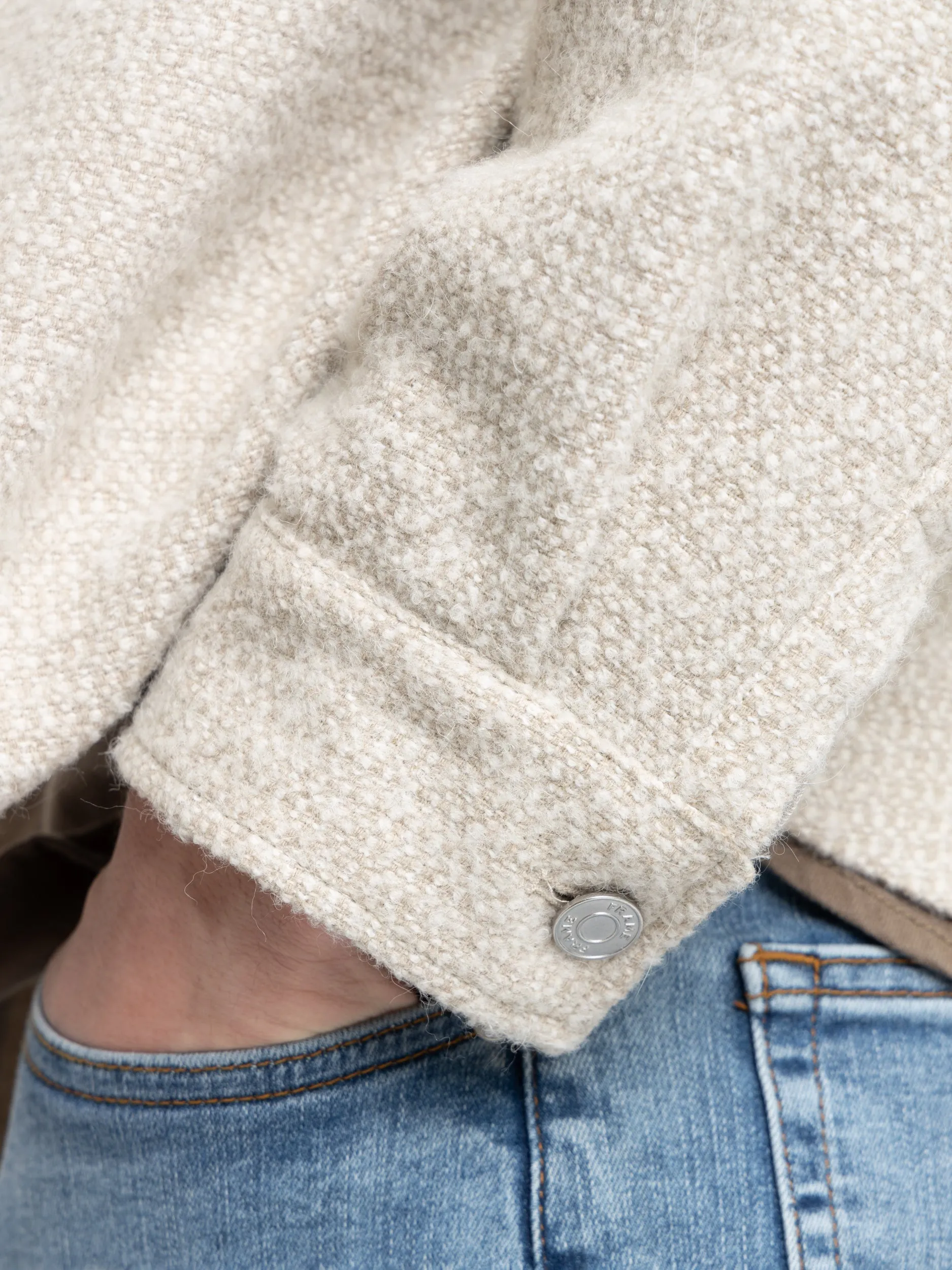 Cream Tweed Overshirt Jacket in Dove Tweed