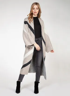 Dex L/Slv Chevron Stripe Open Cardigan