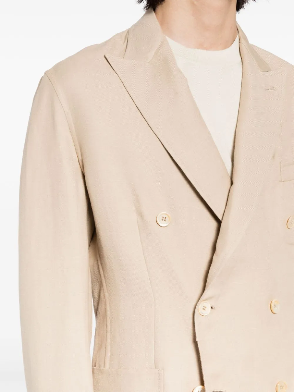 Double-Breasted Linen Blend Blazer