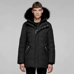Edward-b Hip Length Down Winter Parka With Fur Black