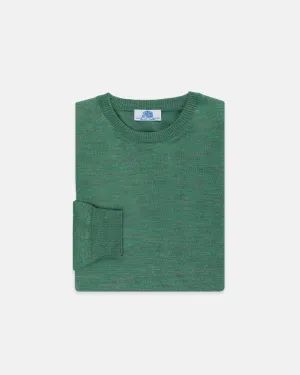 GREEN ALPACA/SILK CREWNECK SWEATER