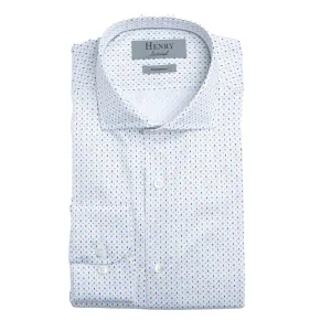 Henry Sartorial Diamond Print Cotton Shirt White/Tan