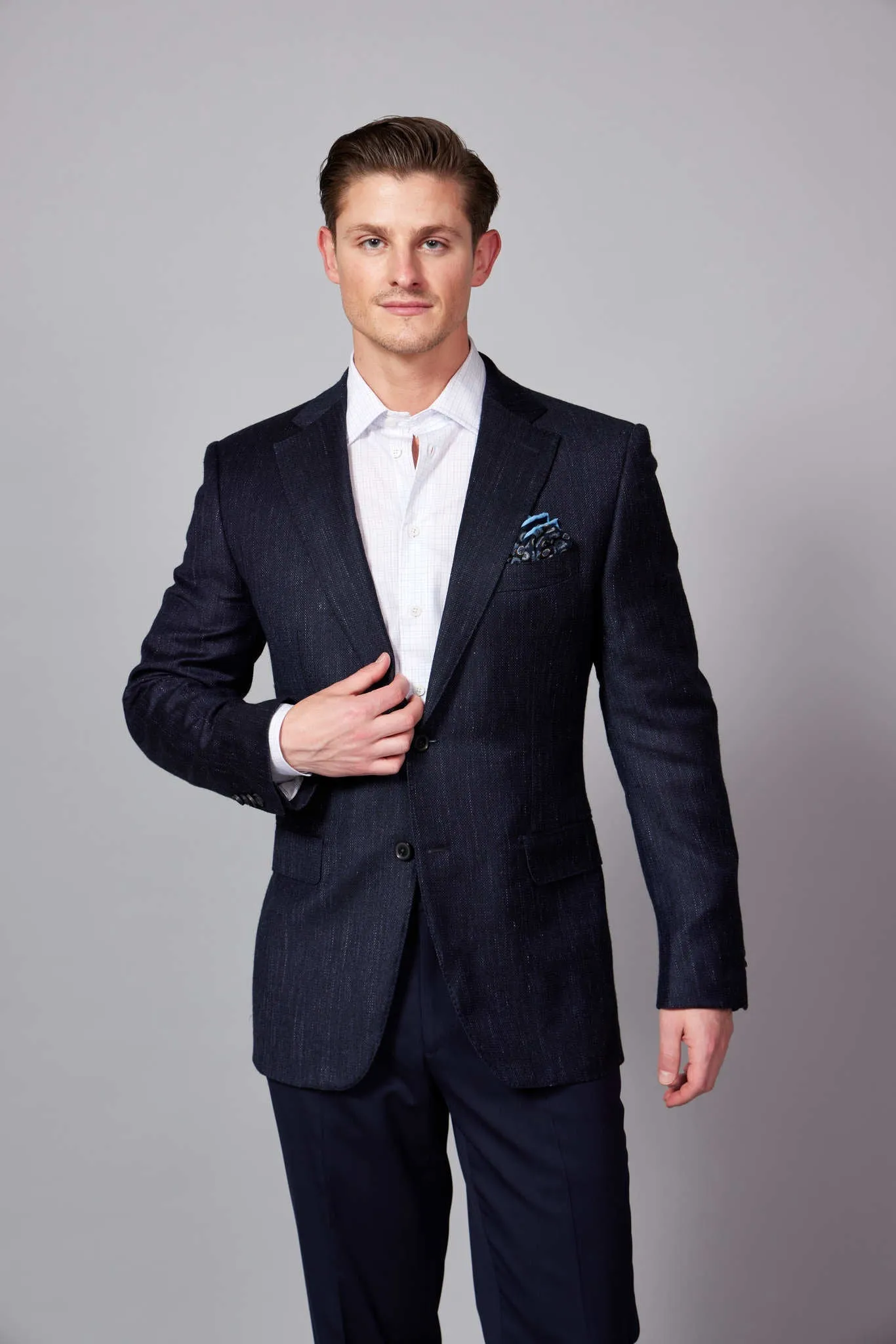 HENRY SARTORIAL DORMEUIL Blended Wool Jacket NAVY REG