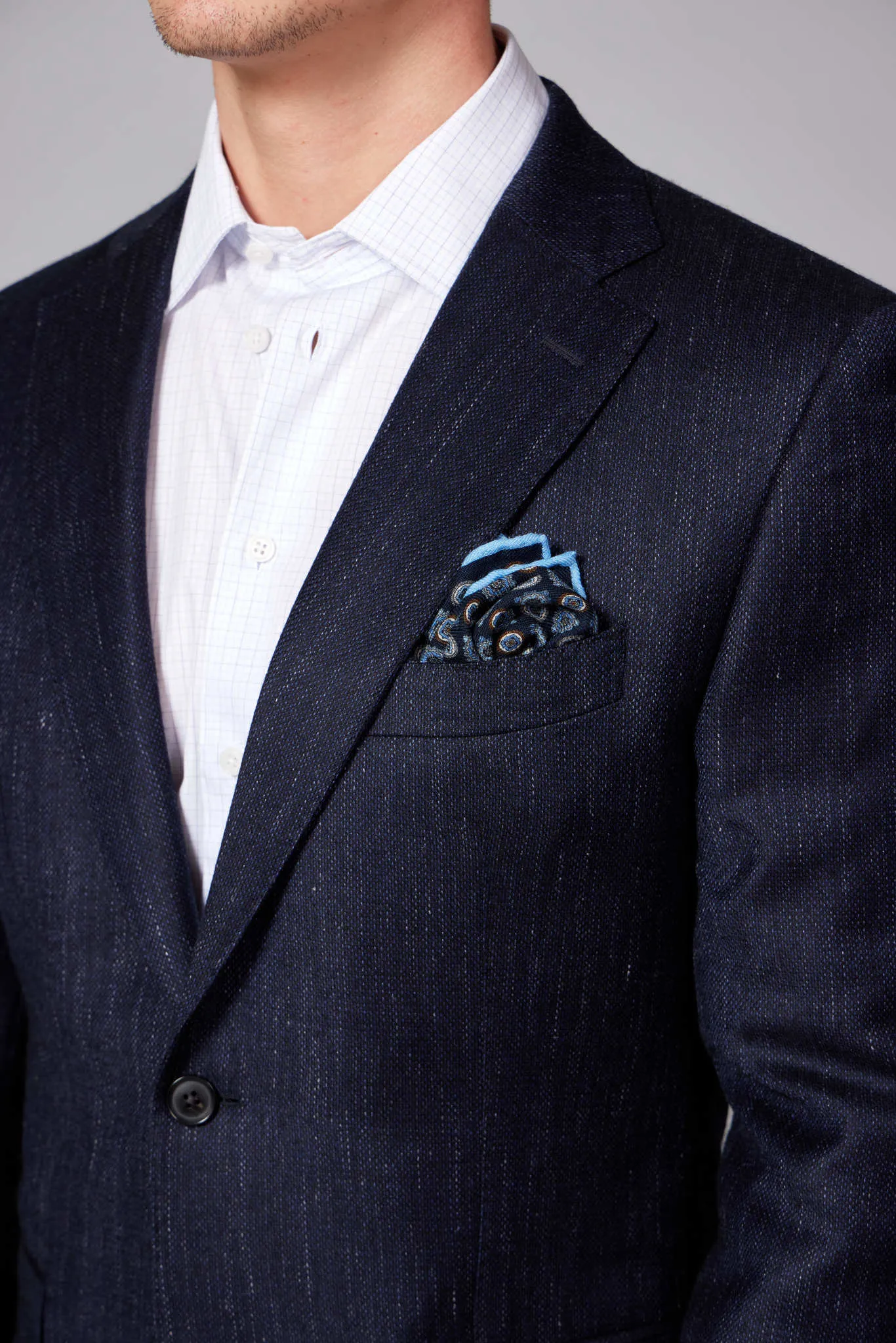 HENRY SARTORIAL DORMEUIL Blended Wool Jacket NAVY REG
