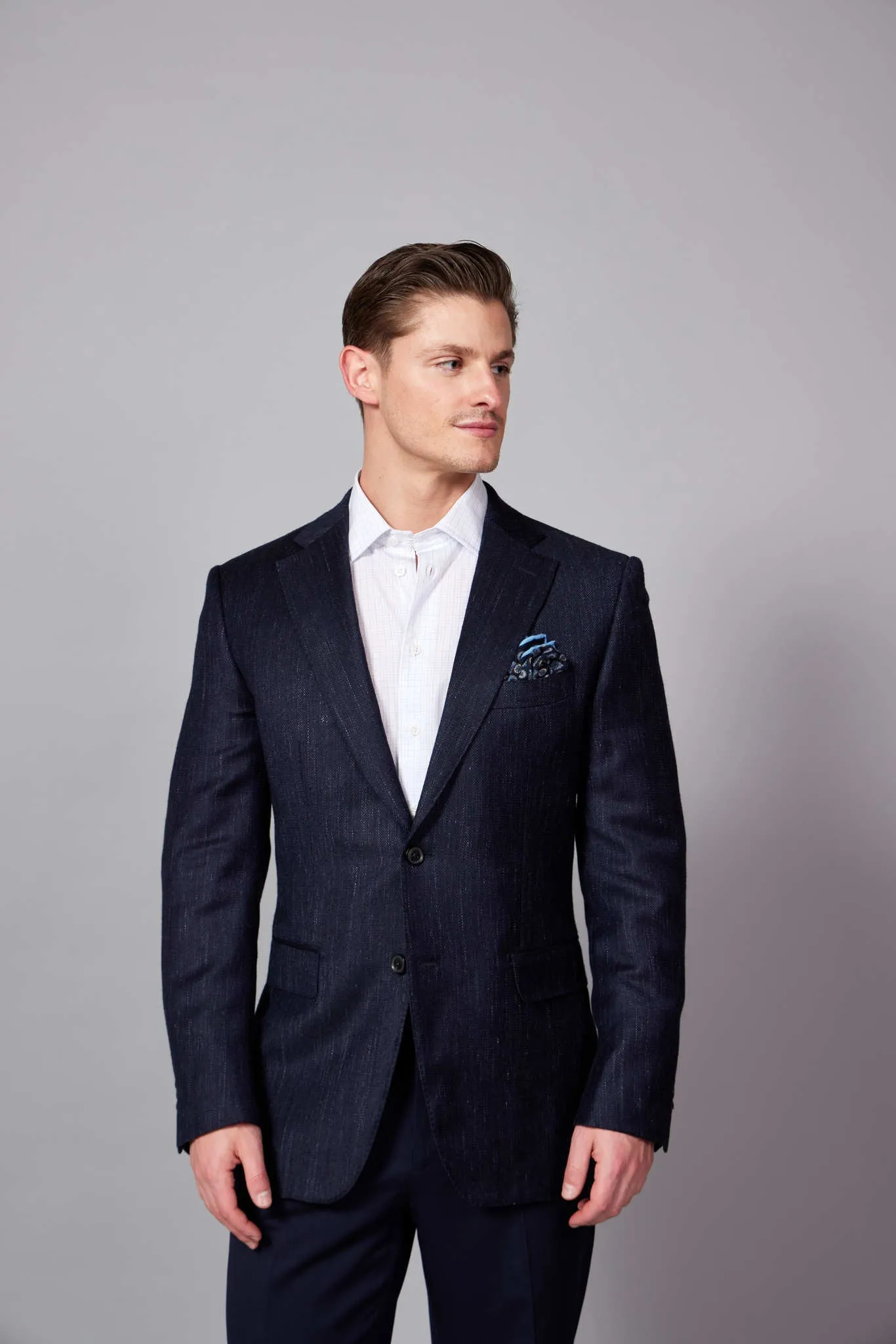 HENRY SARTORIAL DORMEUIL Blended Wool Jacket NAVY REG