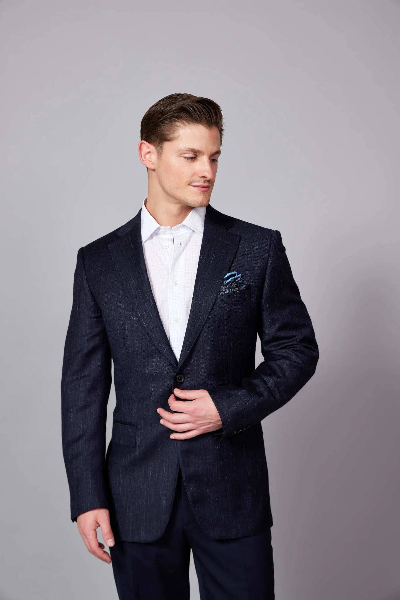 HENRY SARTORIAL DORMEUIL Blended Wool Jacket NAVY REG