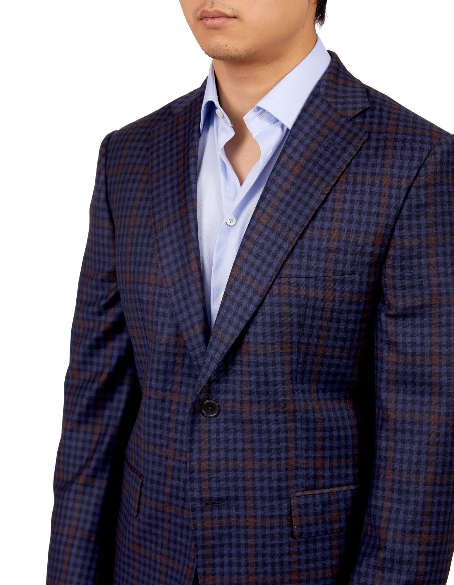 HENRY SARTORIAL X DORMEUIL Full Canvas Check Wool Jacket NAVY MULTI REG