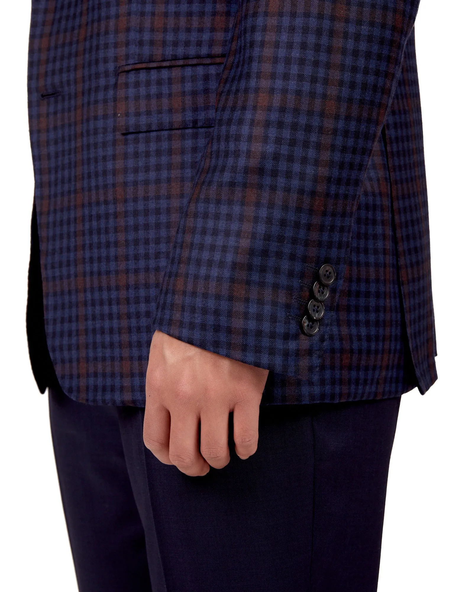 HENRY SARTORIAL X DORMEUIL Full Canvas Check Wool Jacket NAVY MULTI REG