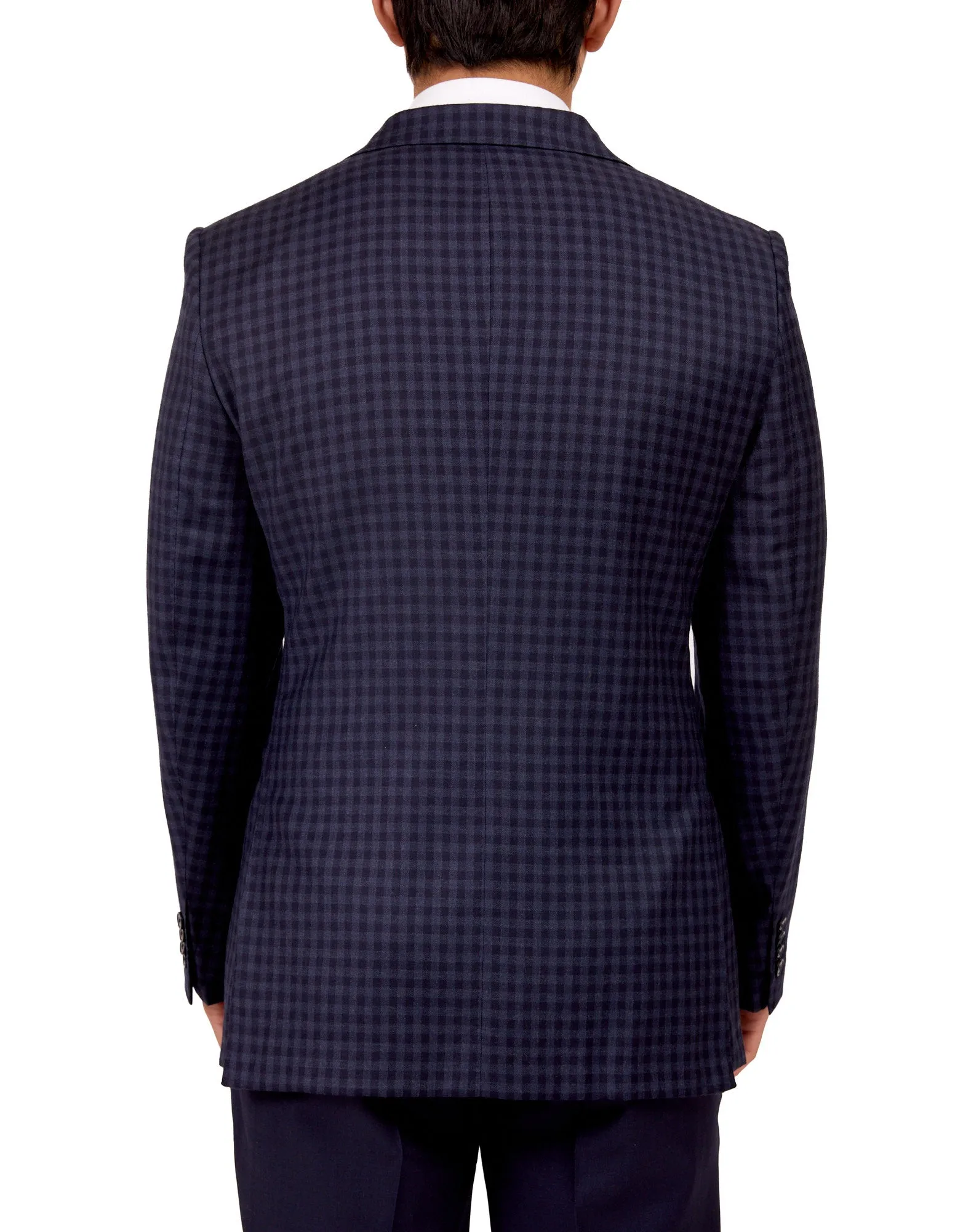 HENRY SARTORIAL X DORMEUIL Full Canvas Check  Wool Jacket NAVY MULTI REG