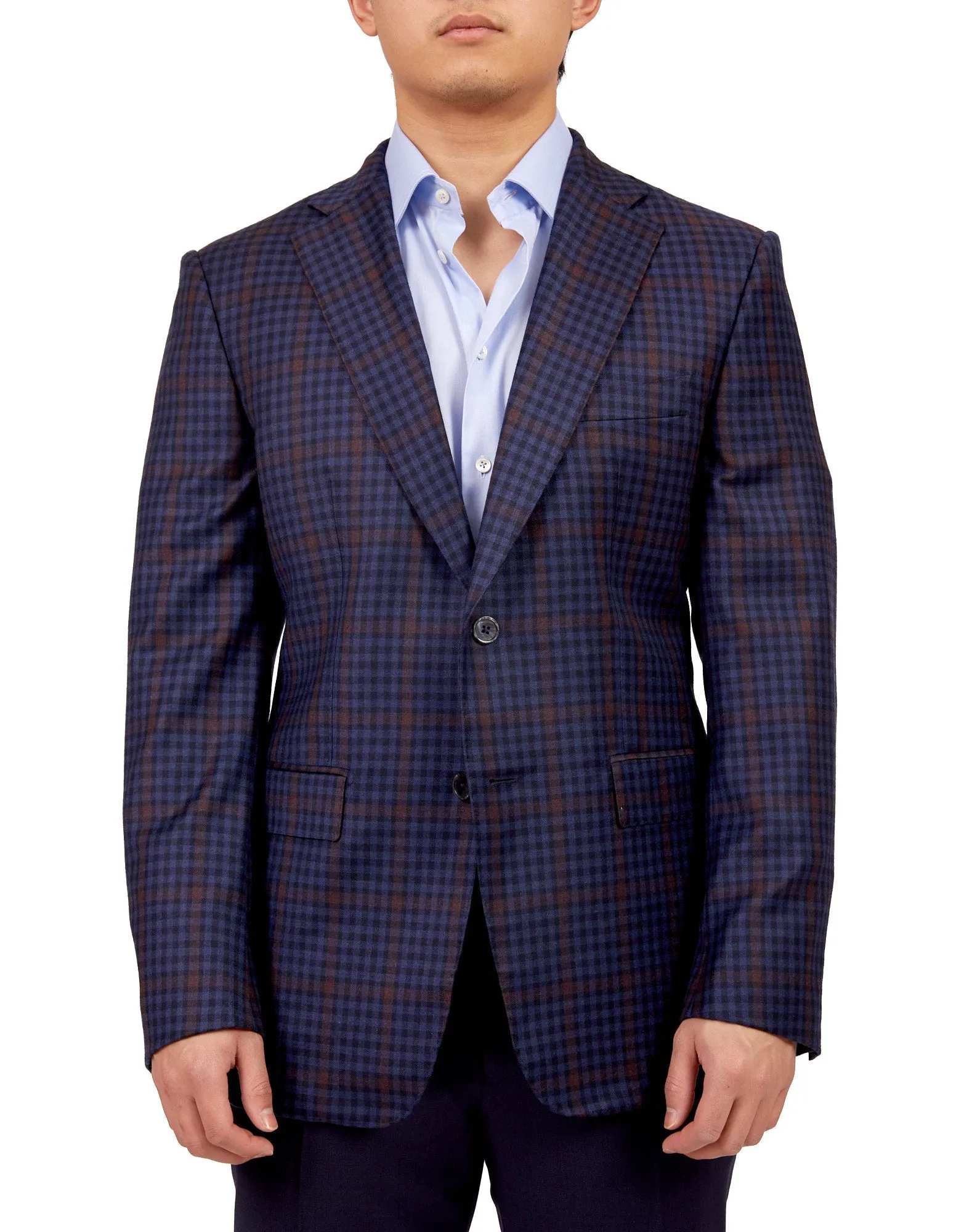 HENRY SARTORIAL X DORMEUIL Full Canvas Check Wool Jacket NAVY MULTI REG