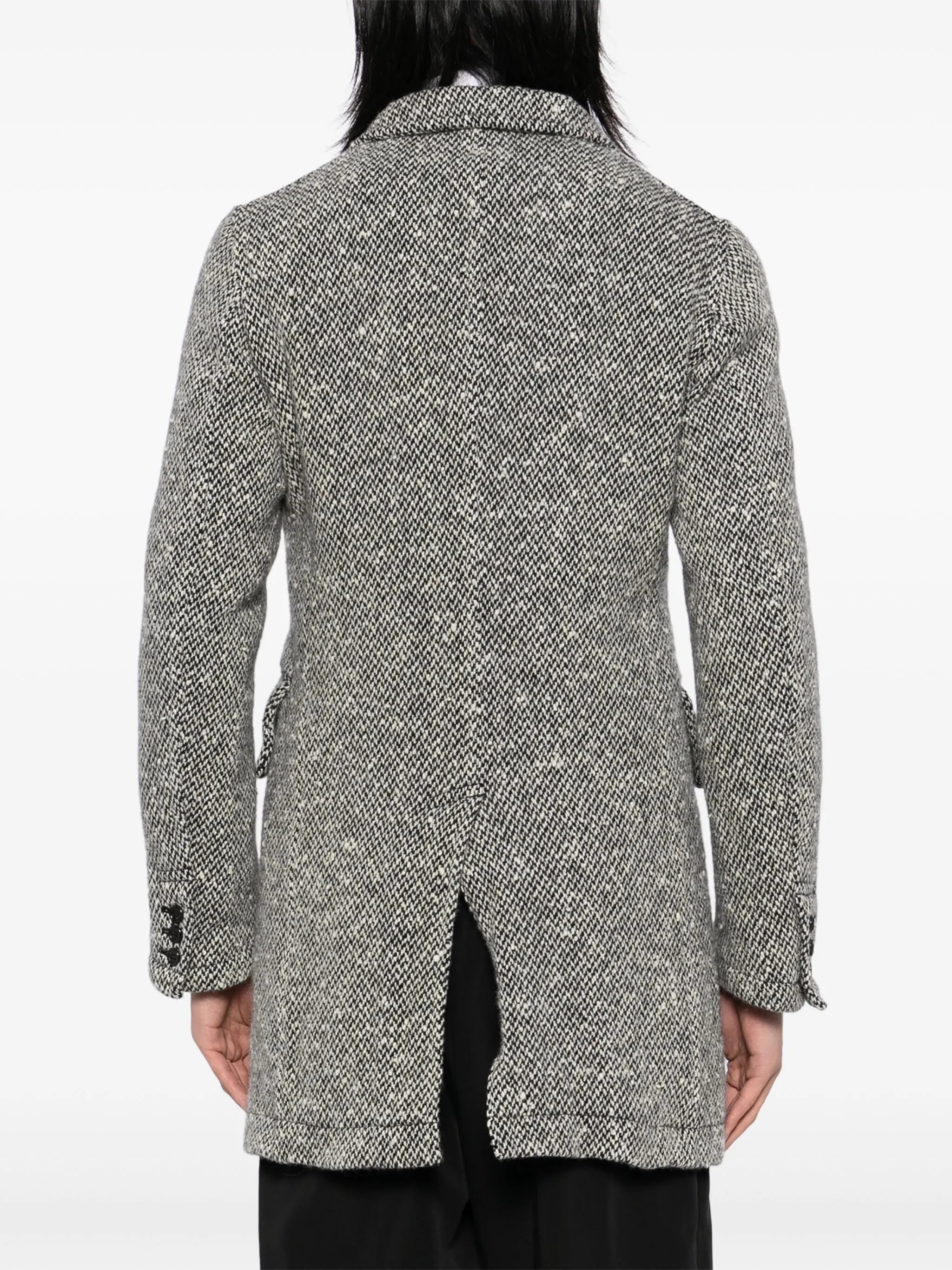 Herringbone Tweed Single-Breasted Coat