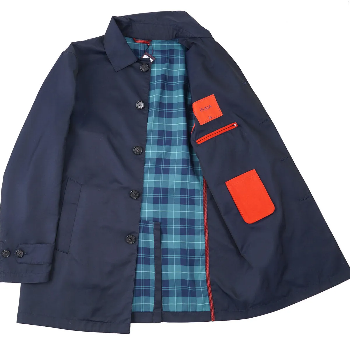 Isaia Light Aqua Fabric Overcoat