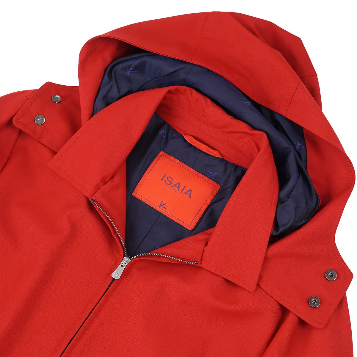 Isaia Light Wool Overcoat with Hood