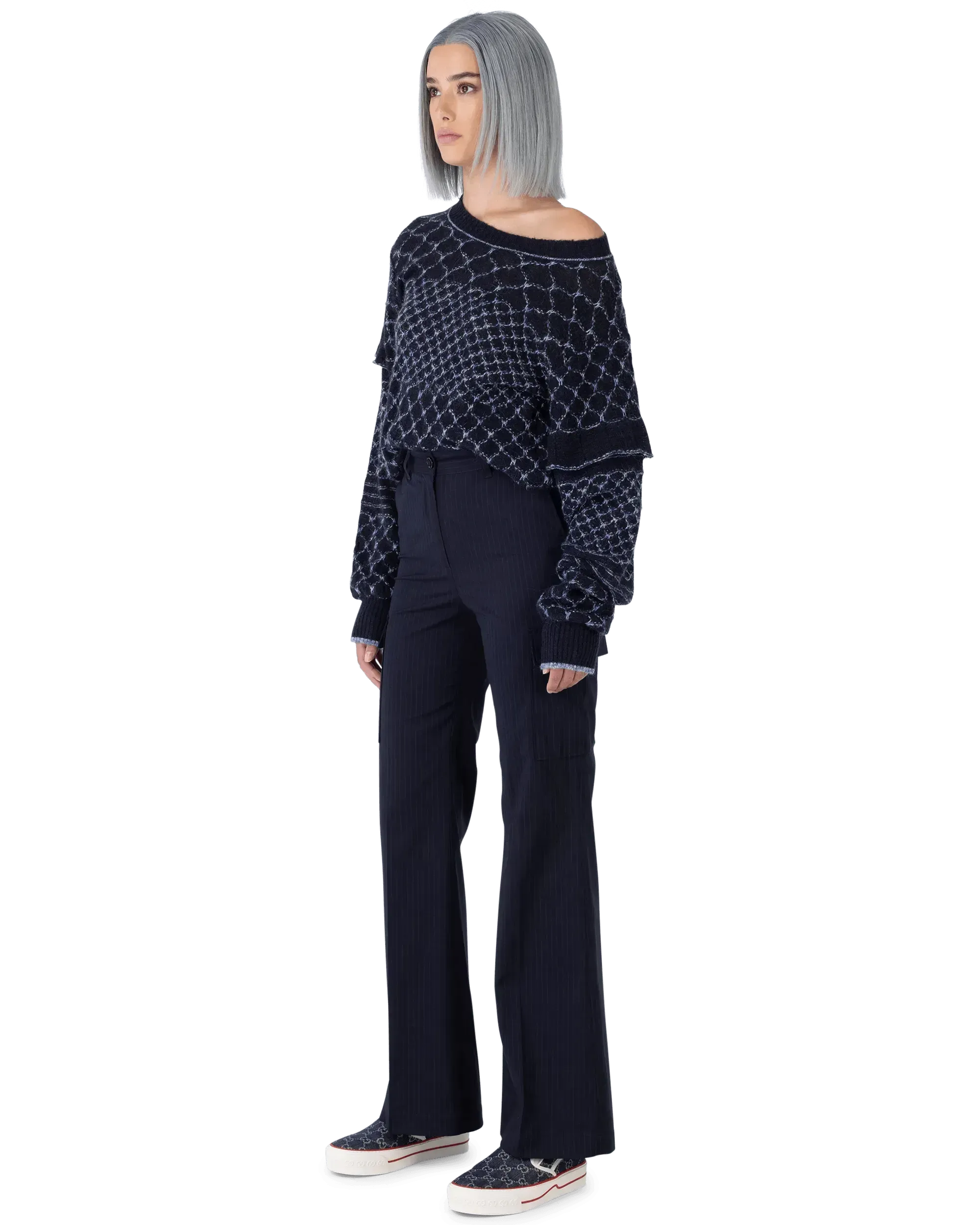 Linen Metallic Crewneck Sweater