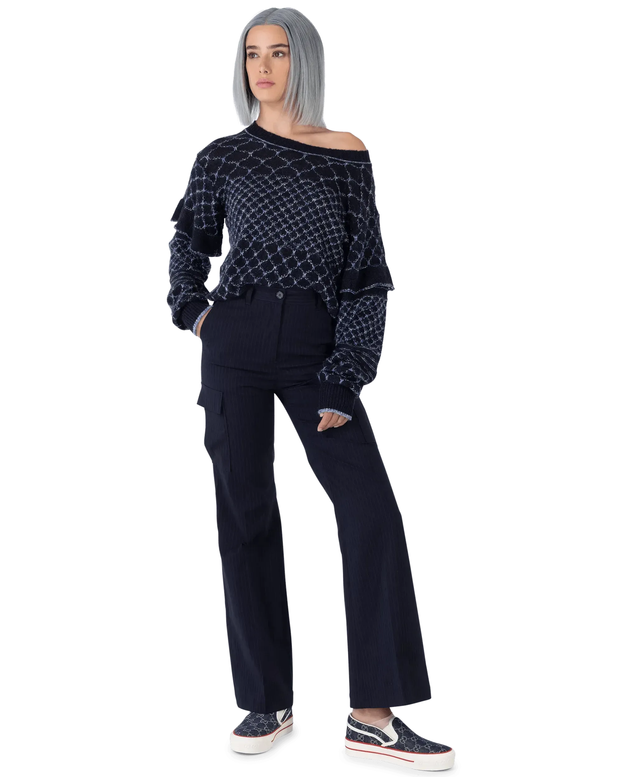 Linen Metallic Crewneck Sweater