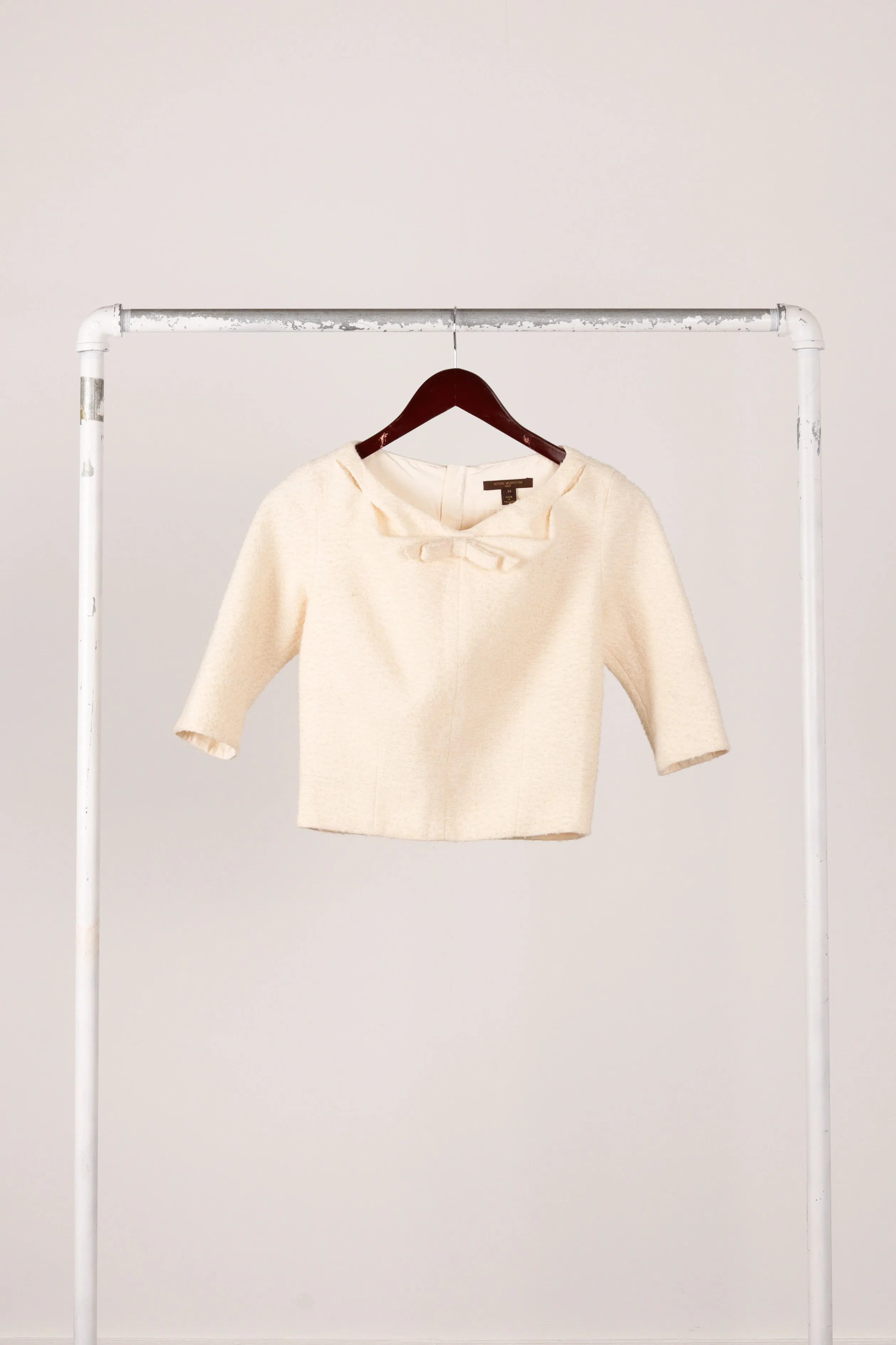 Louis Vuitton AW06 'Textured Tweed' Wool Blouse Ivory (2006)