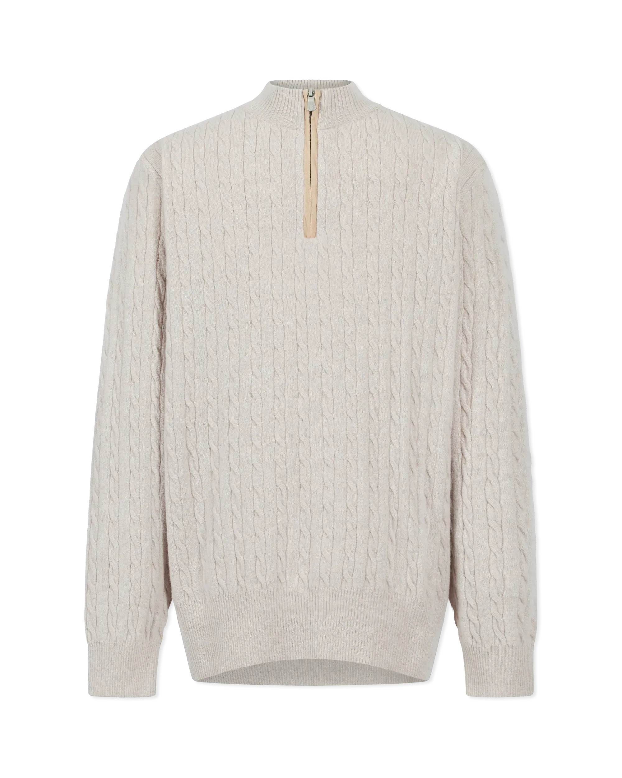 Luxury Cable Merino Wool Zip-Up Sweater