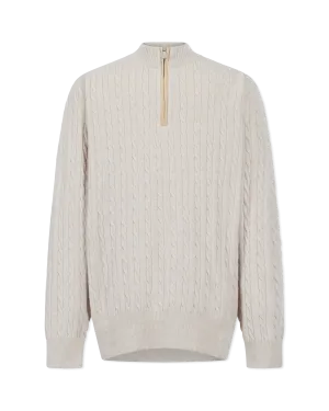 Luxury Cable Merino Wool Zip-Up Sweater
