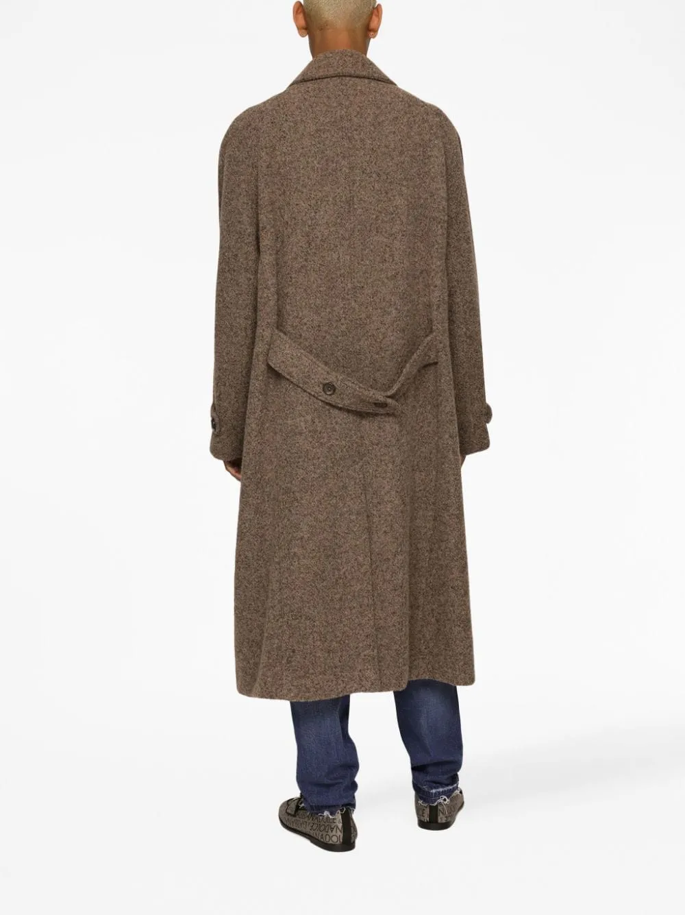 Mlange-Effect Double-Breasted Coat