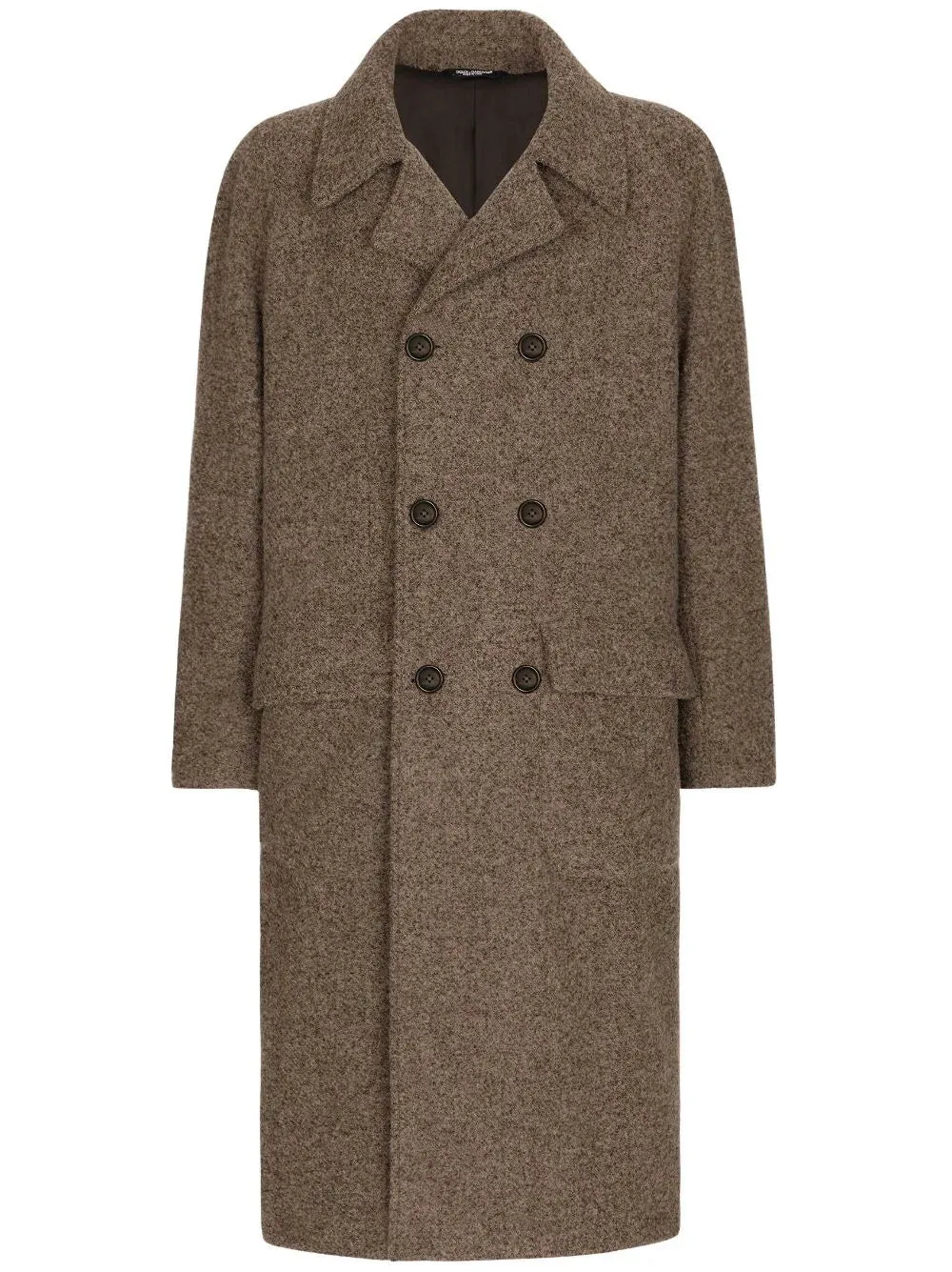 Mlange-Effect Double-Breasted Coat