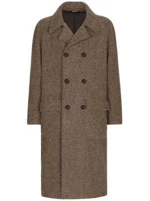 Mlange-Effect Double-Breasted Coat