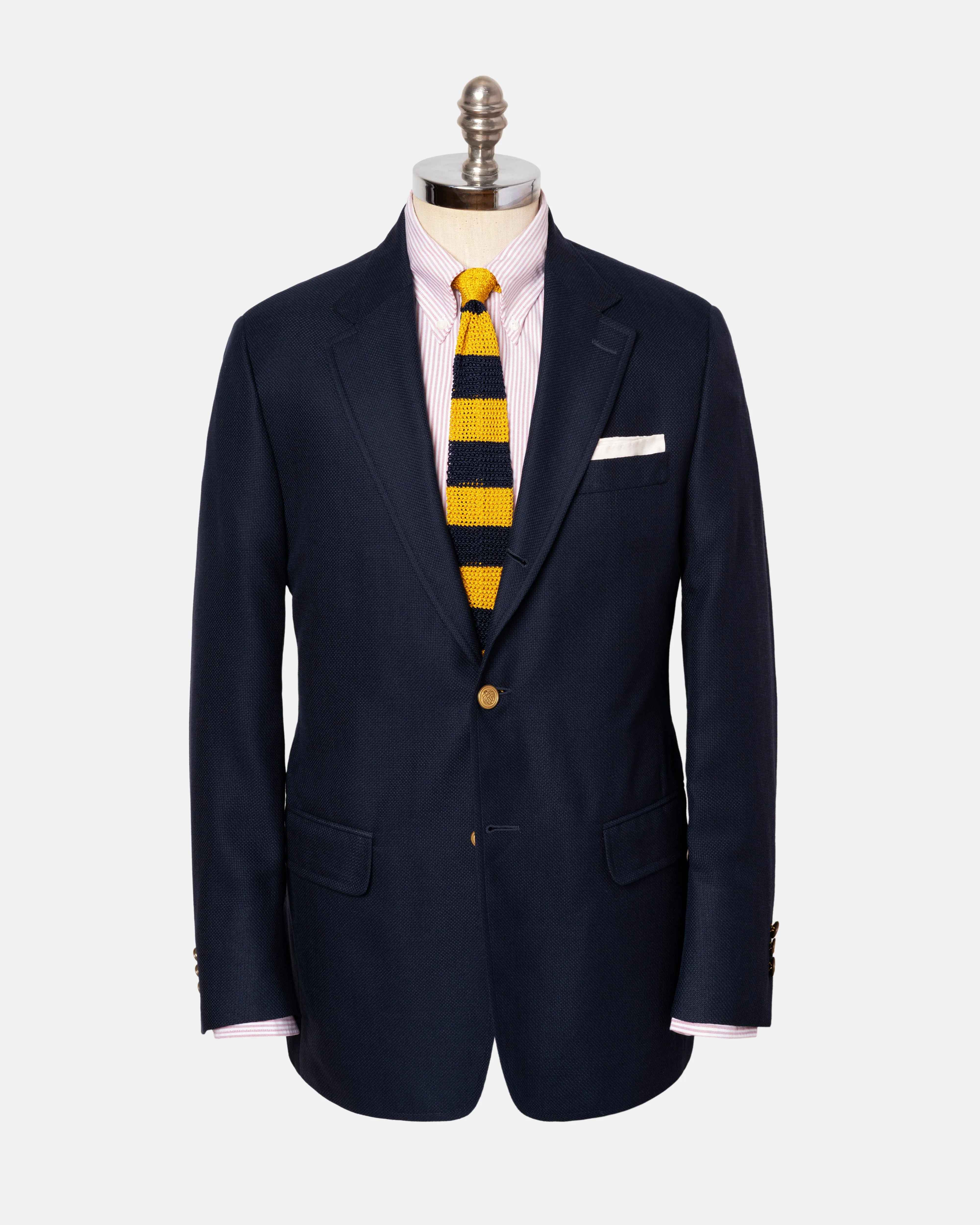 NAVY COTTON/WOOL HOPSACK BLAZER -  MTO