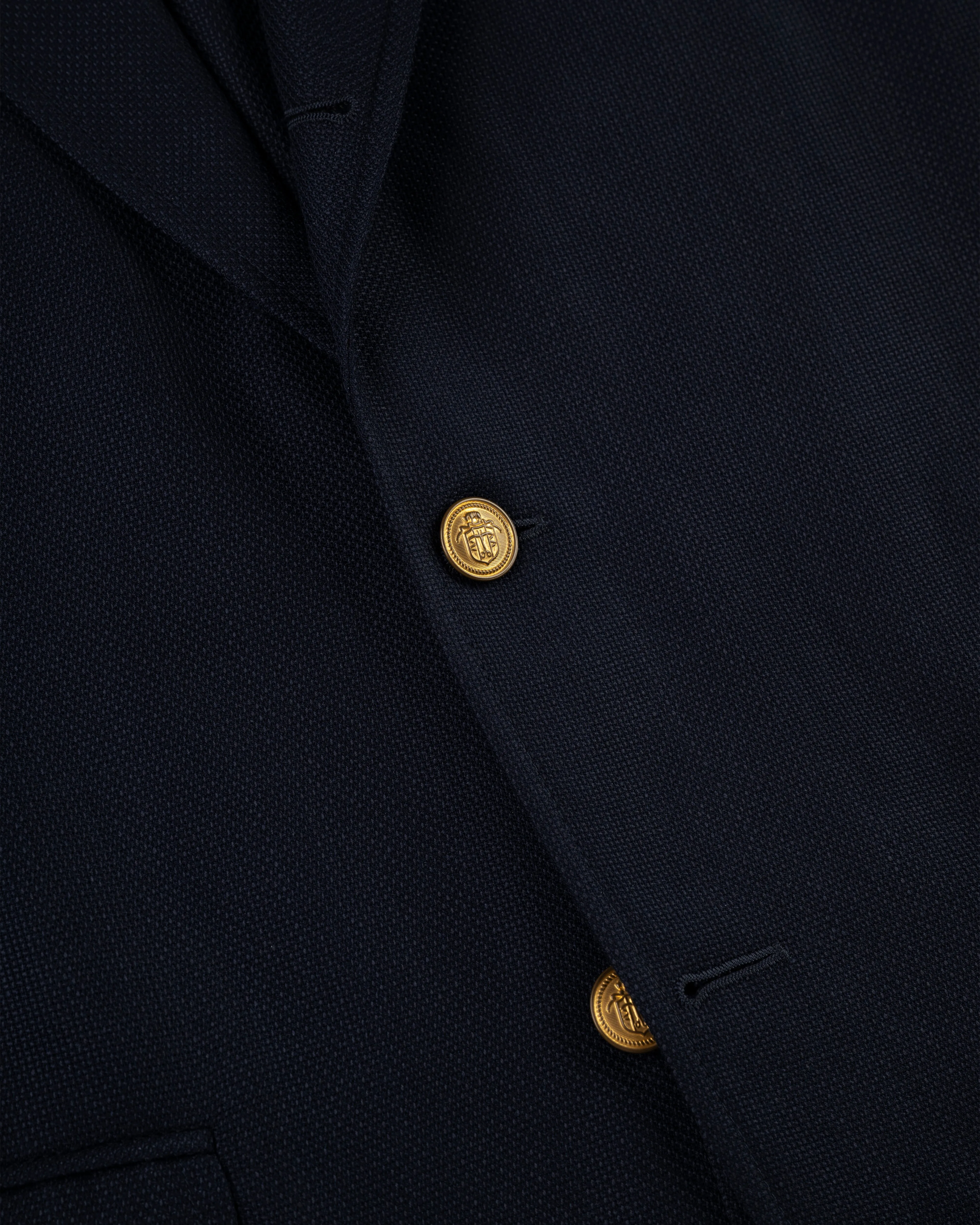NAVY COTTON/WOOL HOPSACK BLAZER -  MTO