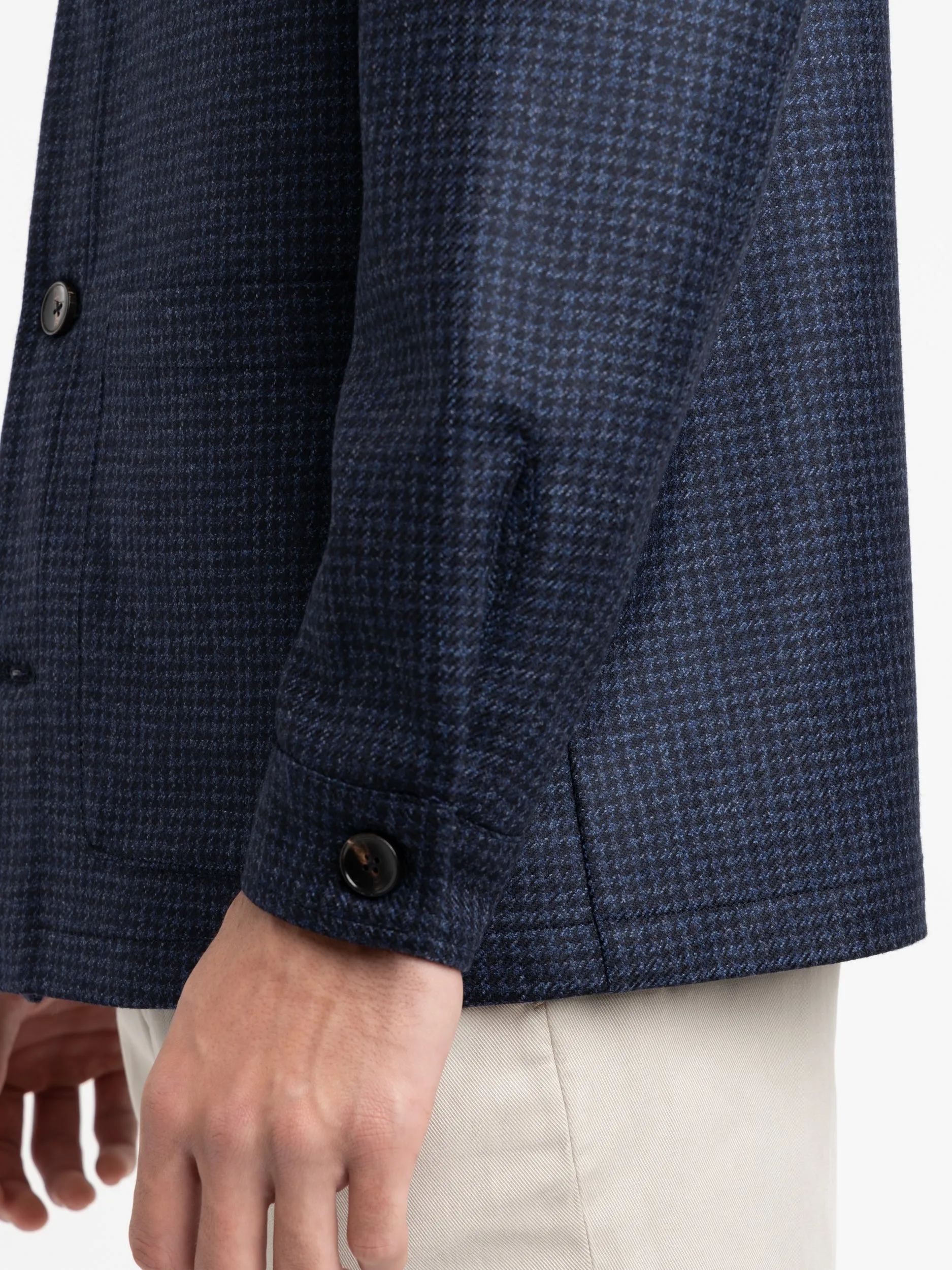 Navy Houndstooth Tailored Overshirt