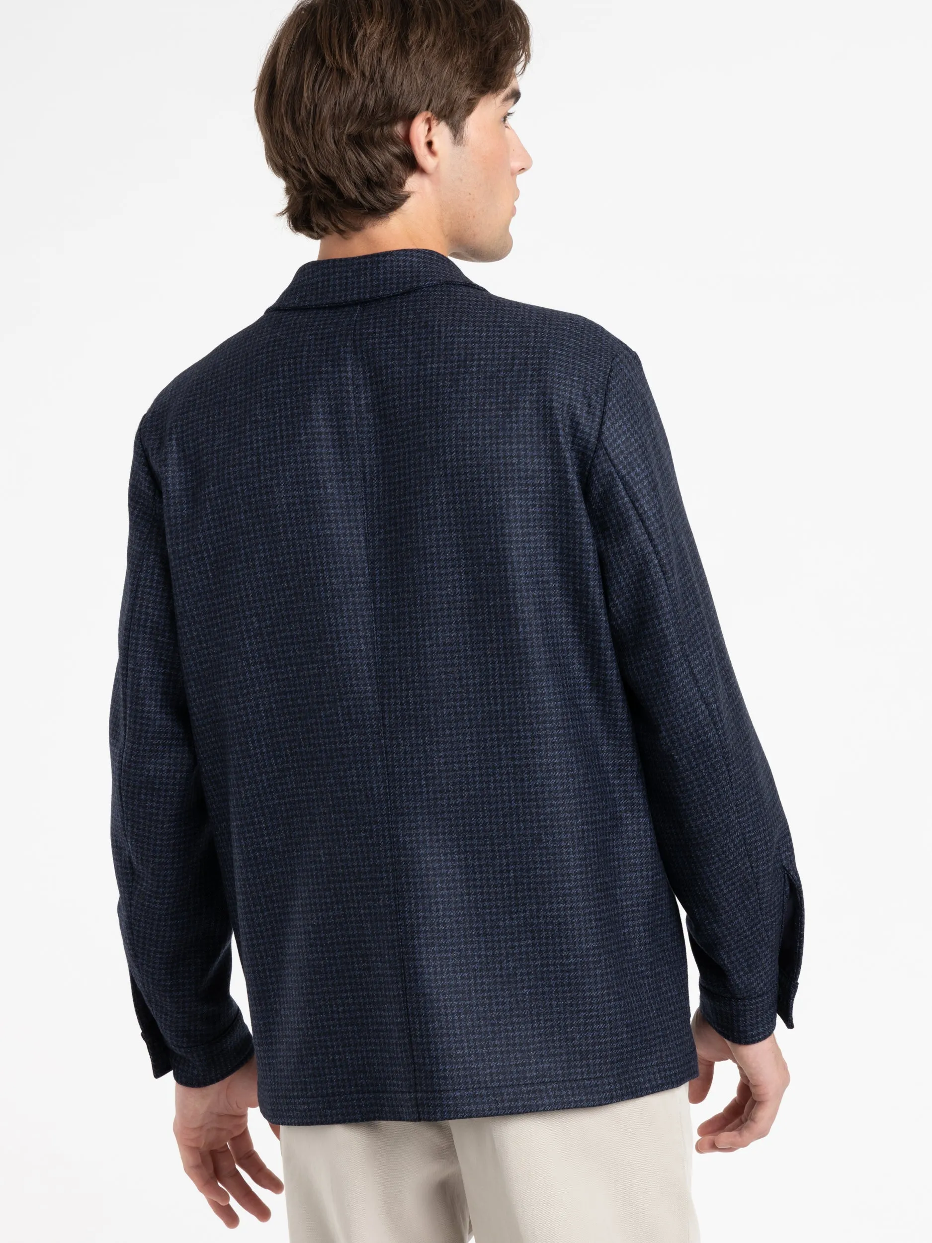 Navy Houndstooth Tailored Overshirt