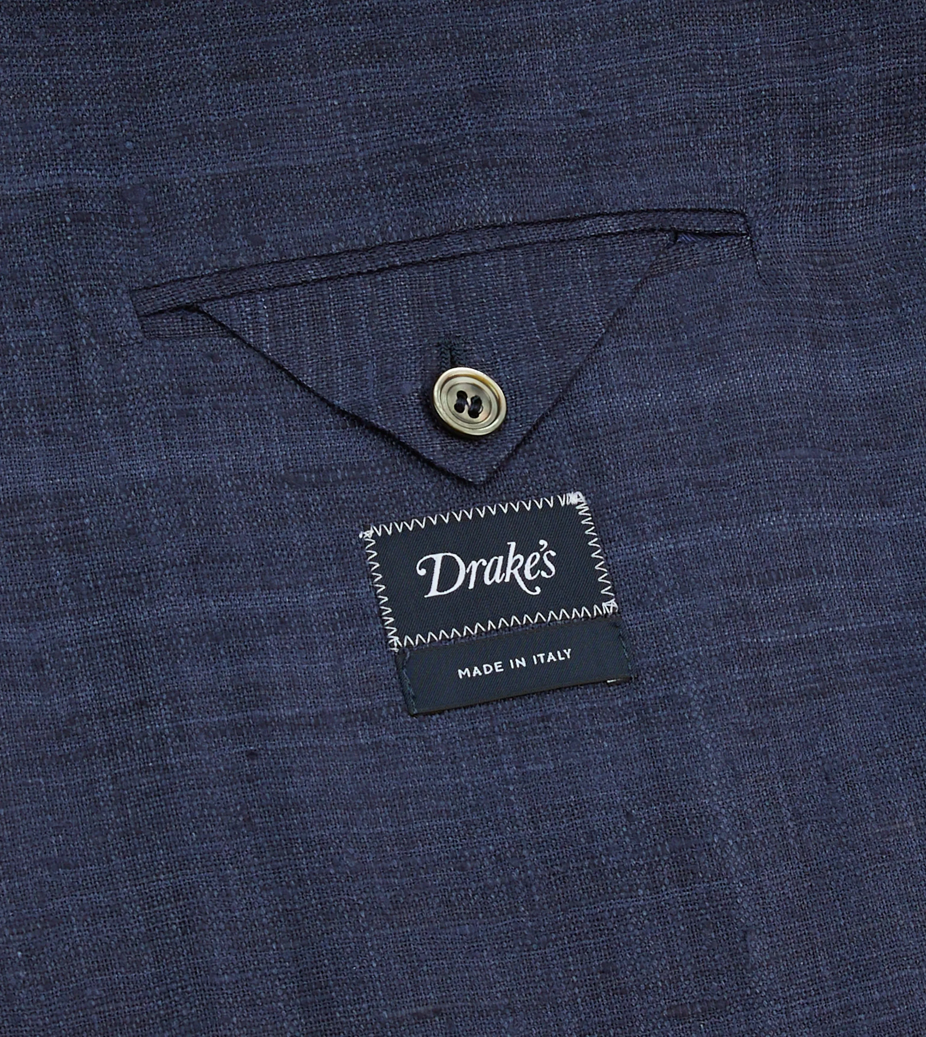 Navy Tussah Silk Double-Breasted Tailored Jacket