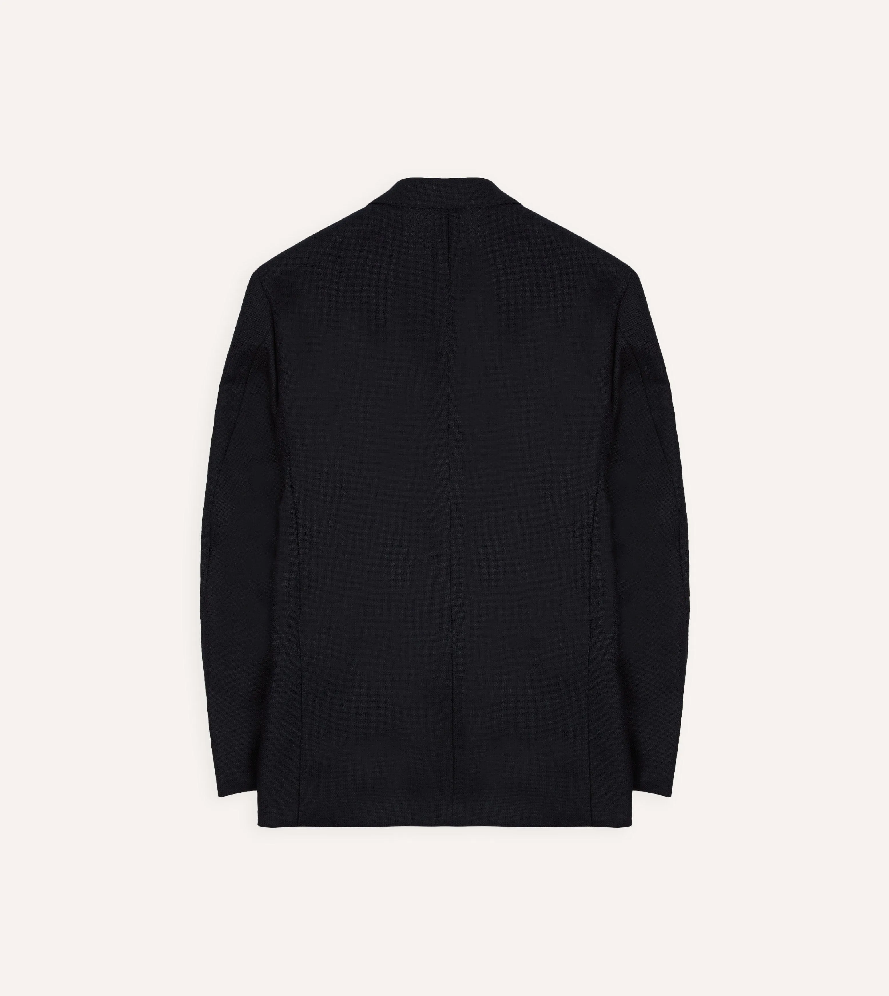 Navy Wool Double-Breasted Blazer