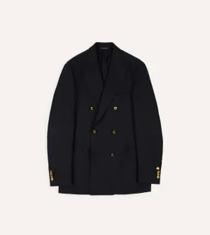 Navy Wool Double-Breasted Blazer