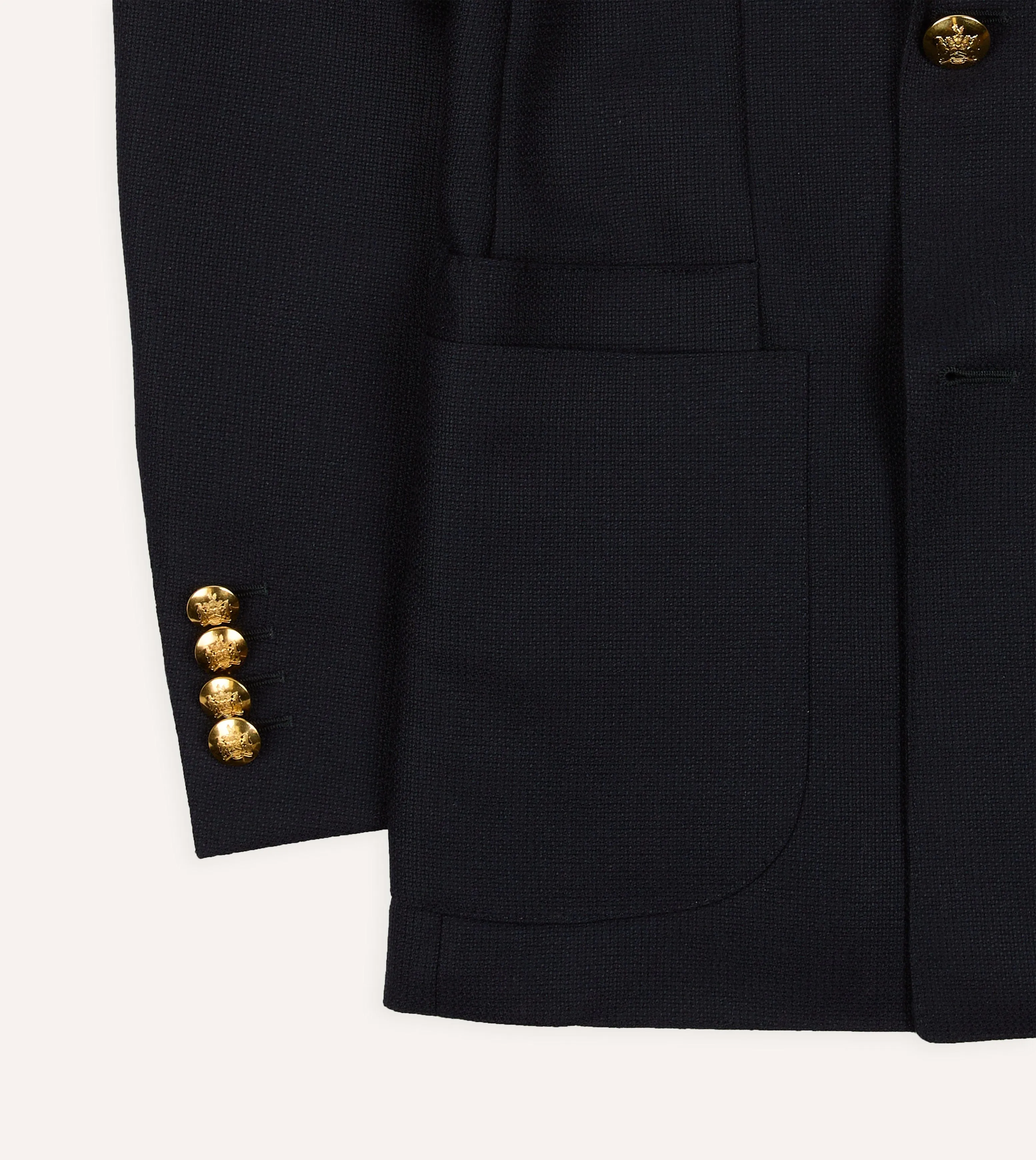 Navy Wool Double-Breasted Blazer
