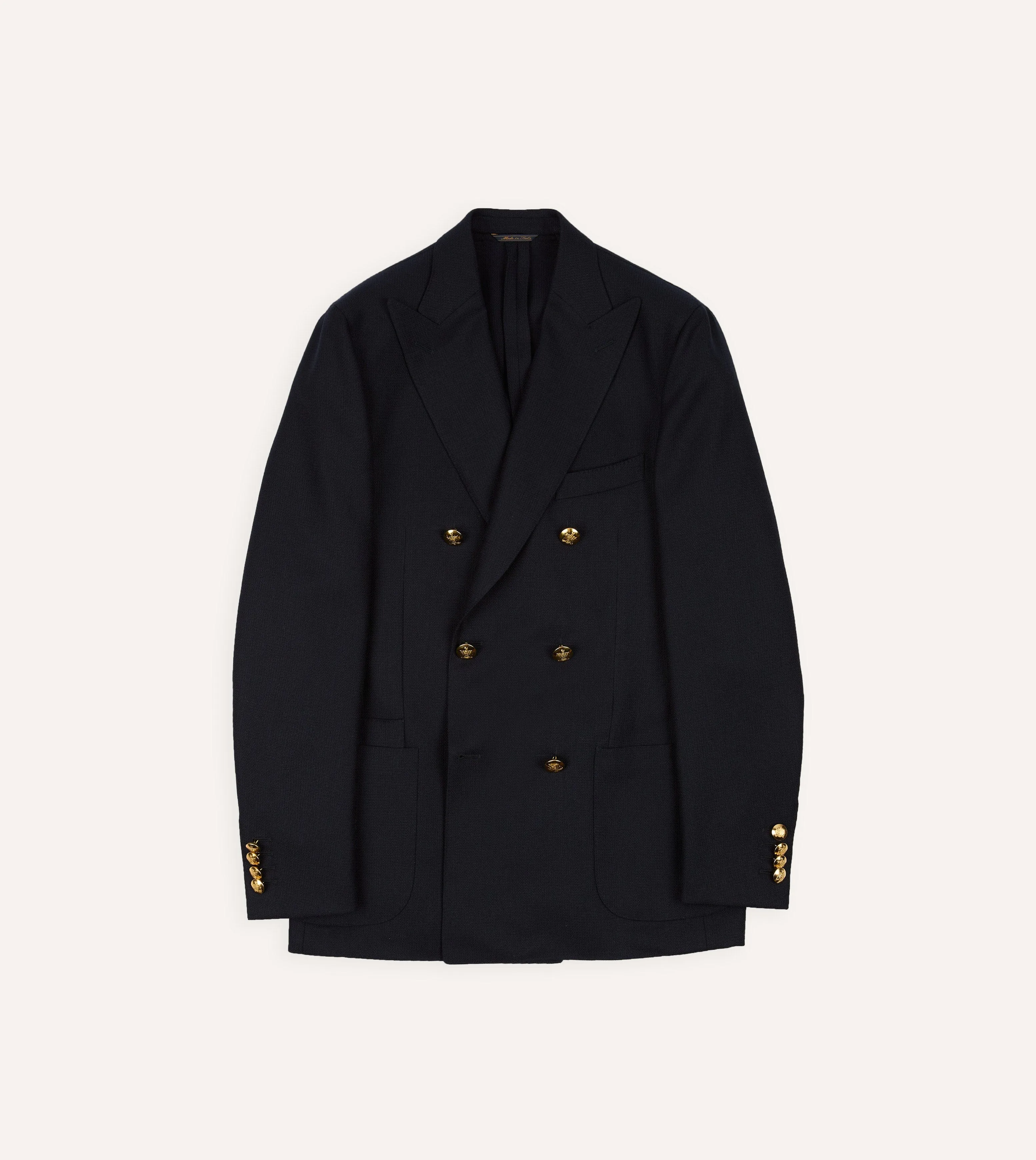 Navy Wool Double-Breasted Blazer
