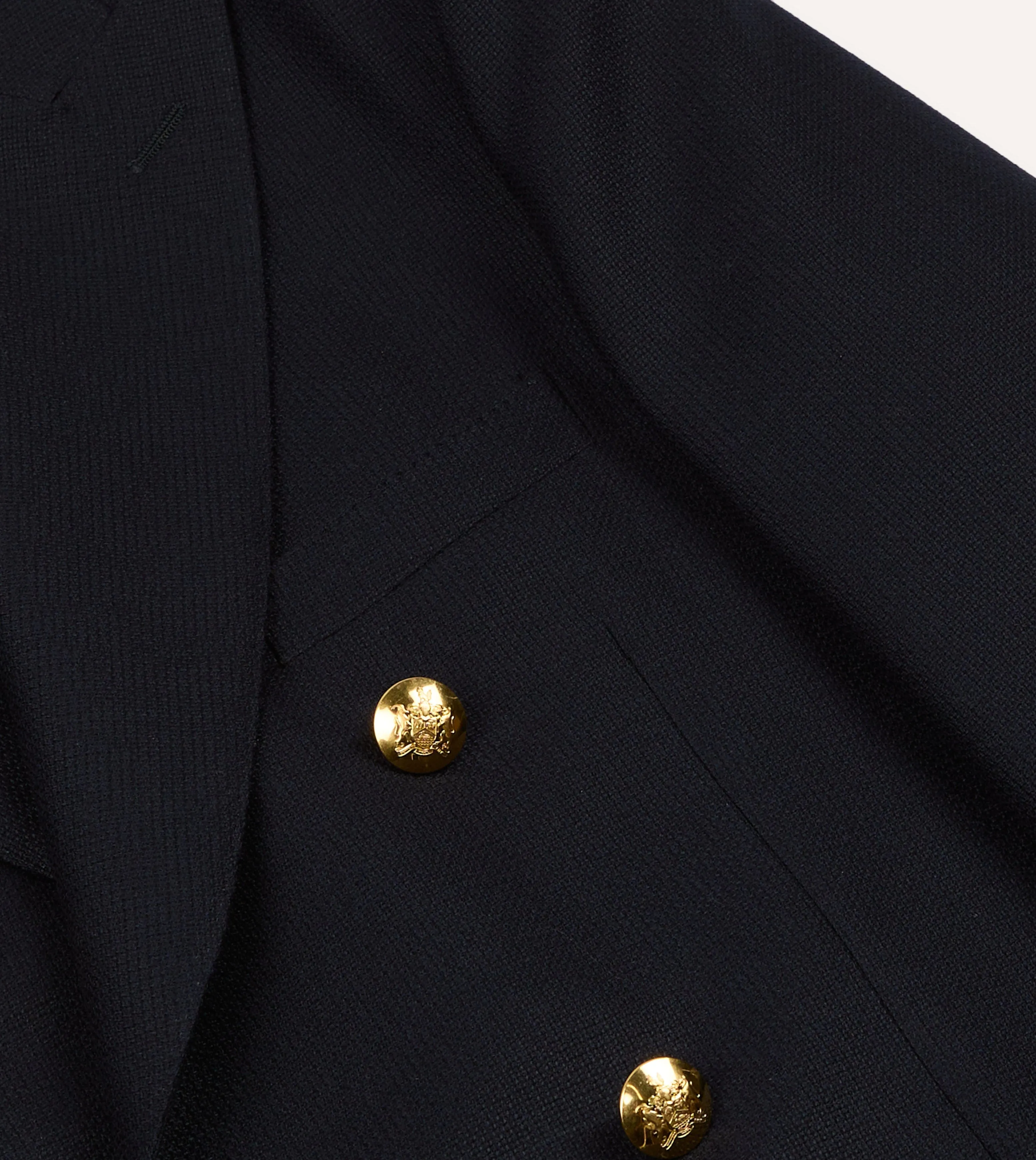 Navy Wool Double-Breasted Blazer